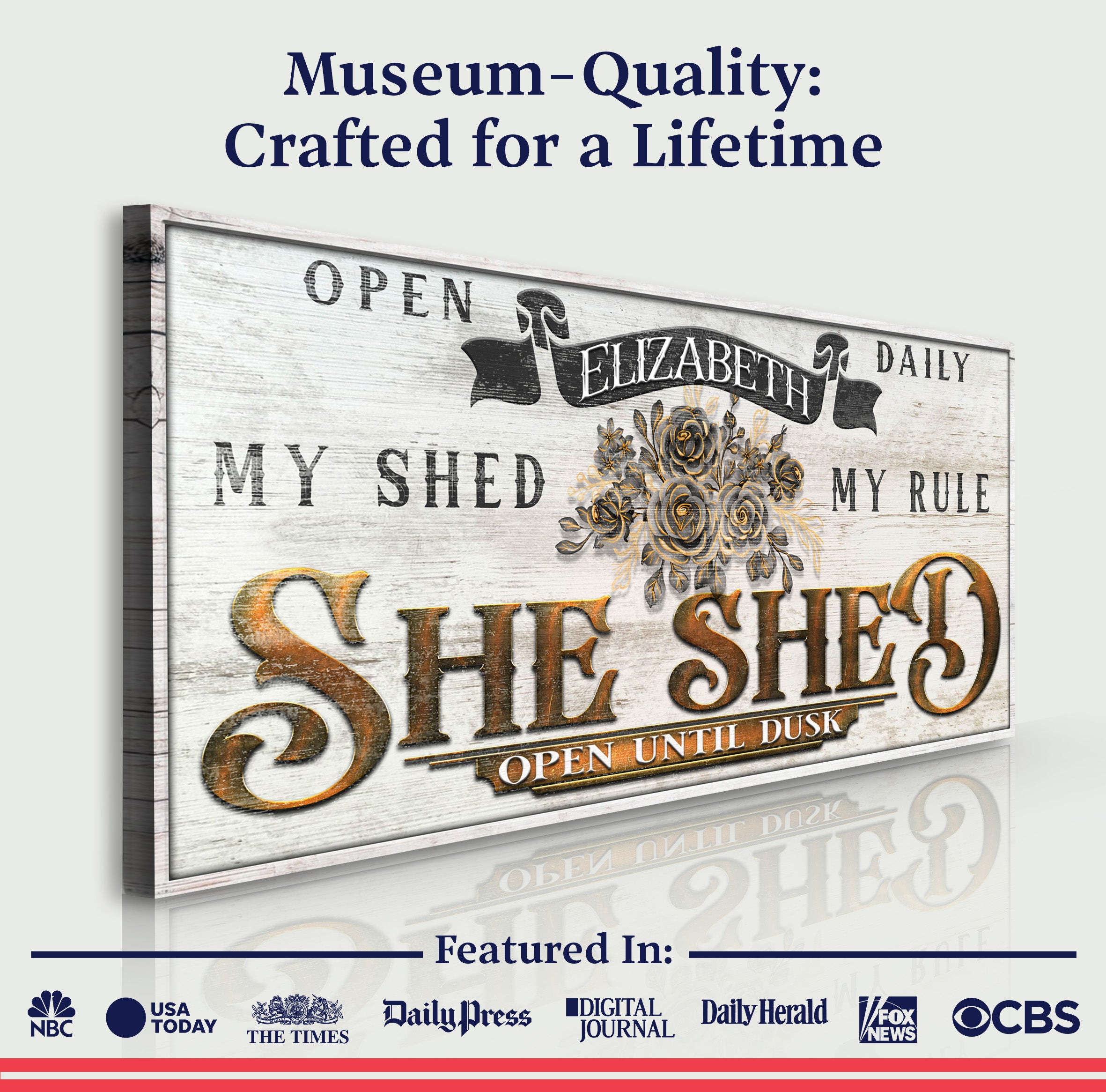 Personalized She Shed Sign X on sale at MyriadMart