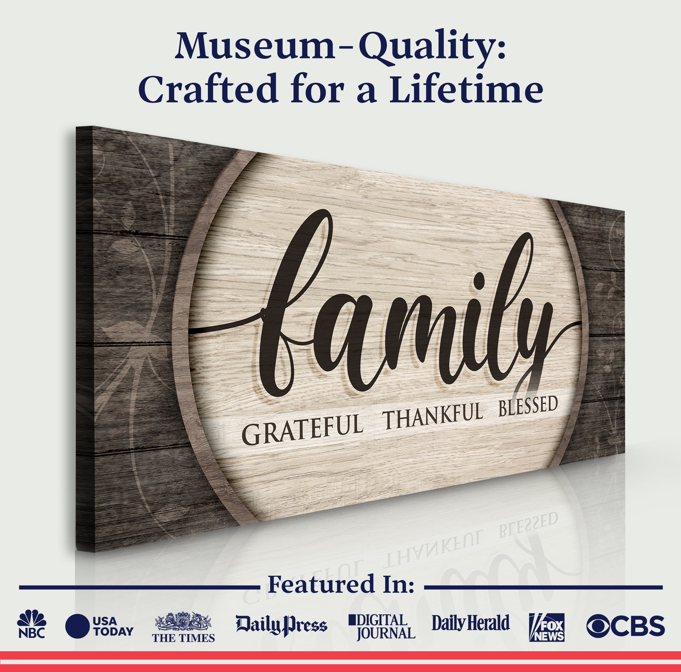 Grateful Thankful Blessed Family Sign on sale at MyriadMart