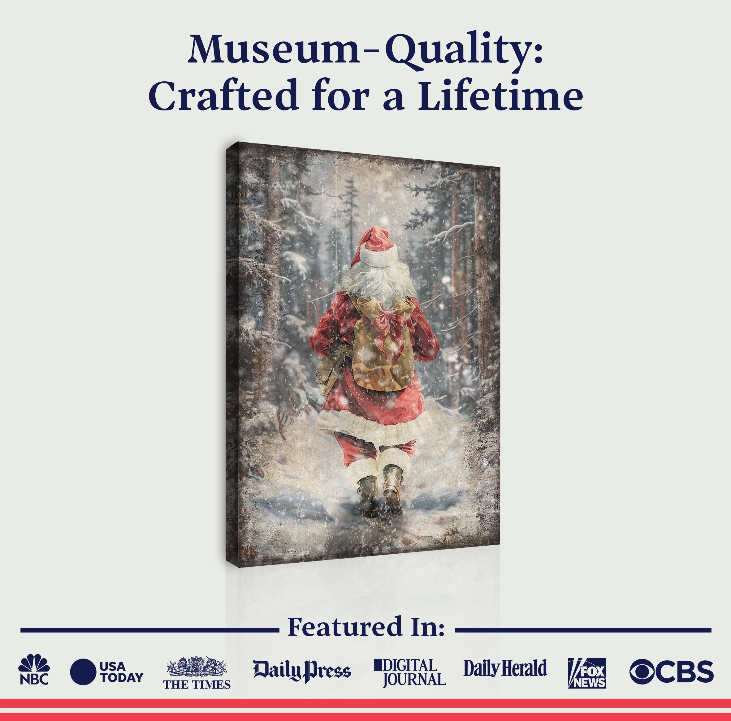 Vintage Santa Claus in Winter Forest Christmas Wall Art II on sale at MyriadMart