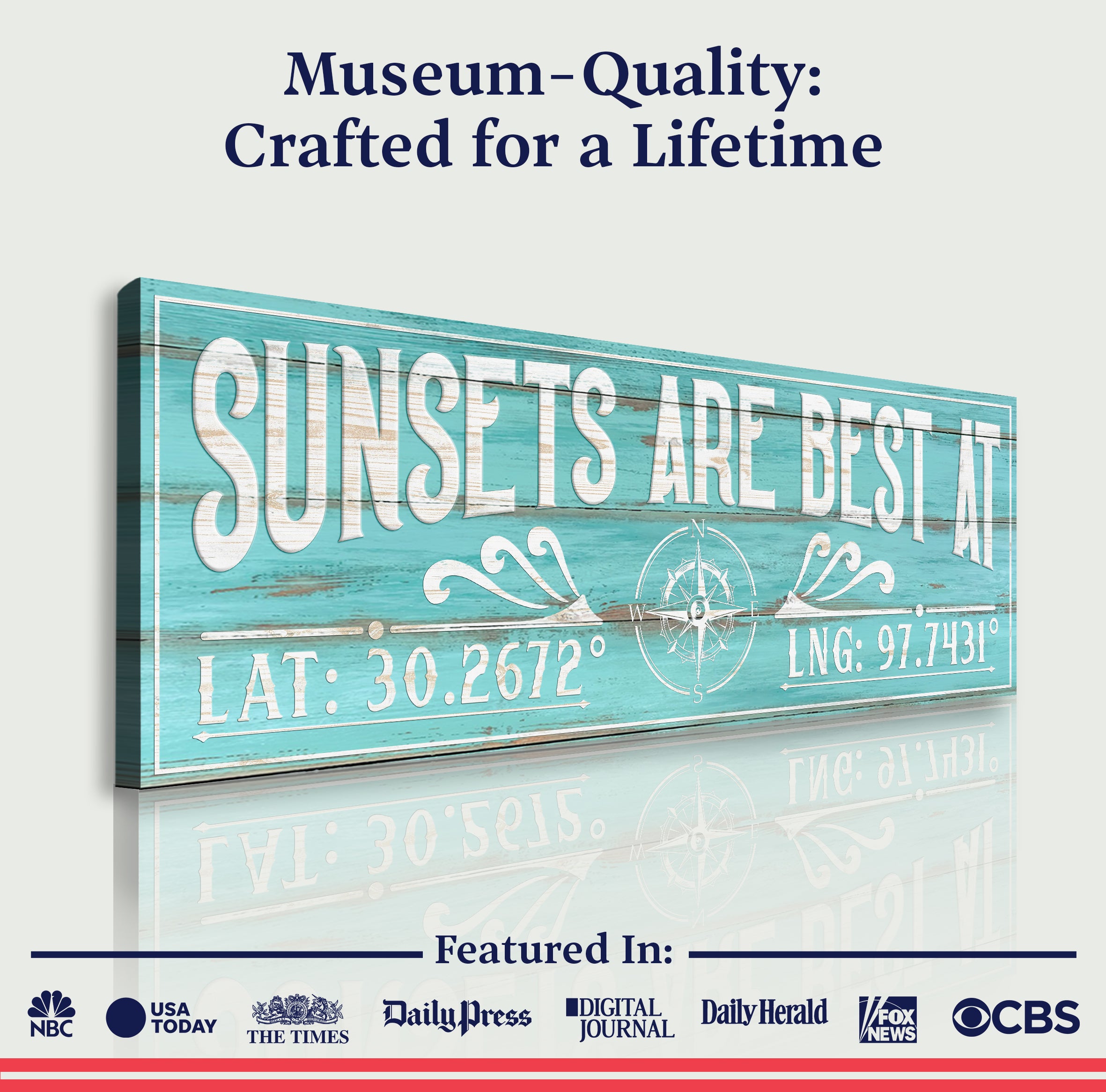 Sunsets Are Best At Coordinates Sign III on sale at MyriadMart