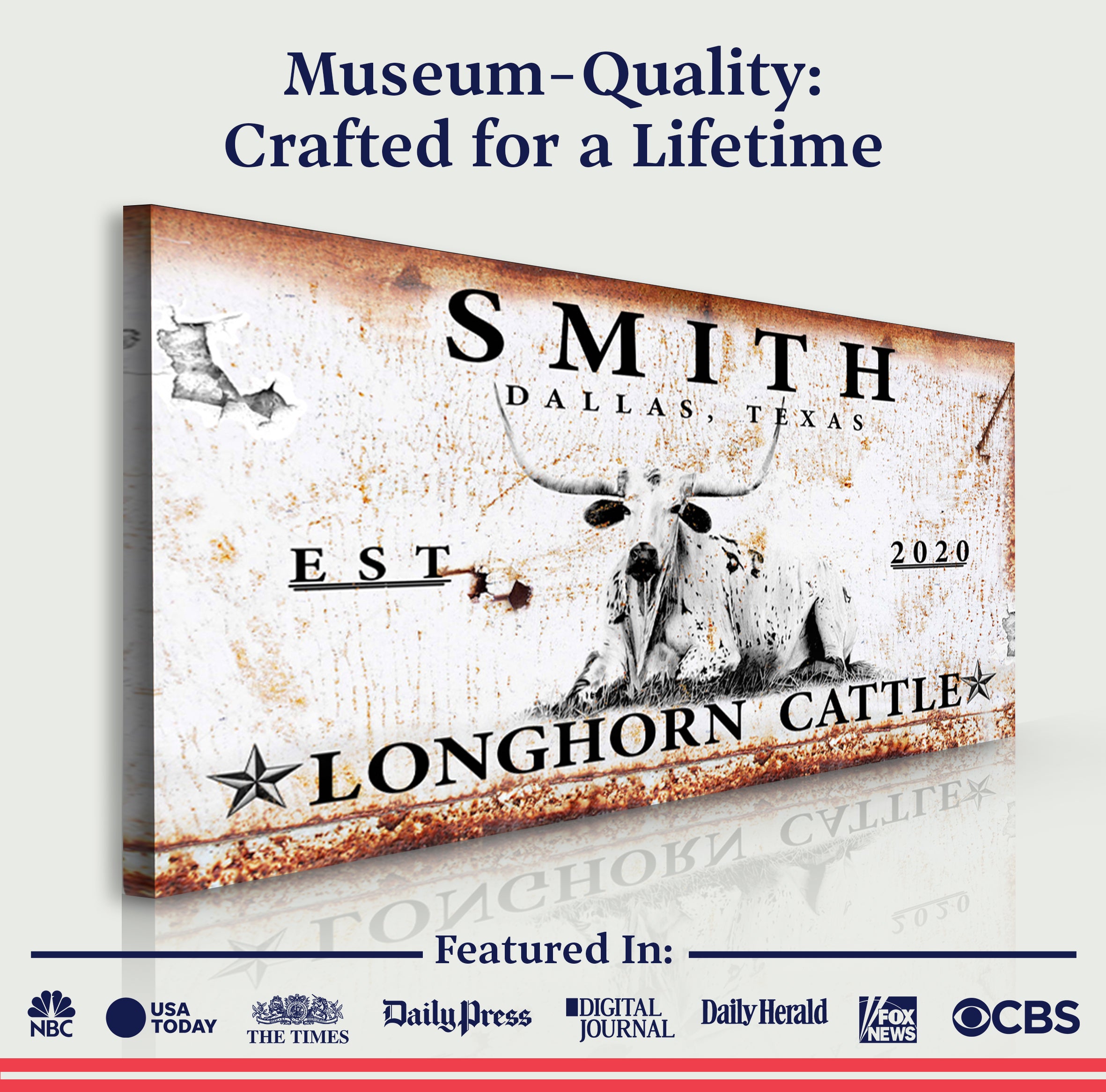 Longhorn Rustic Cattle Sign on sale at MyriadMart