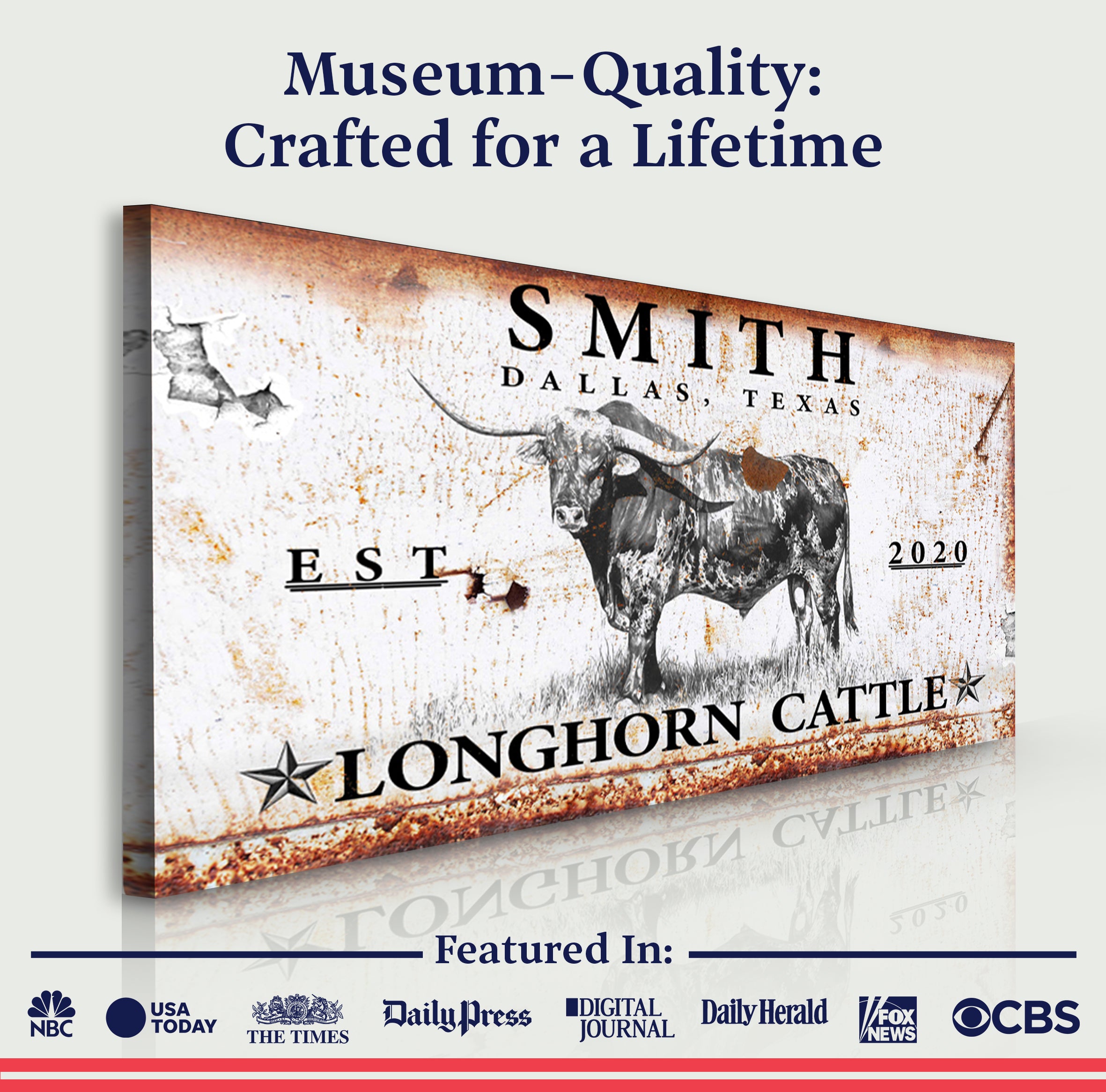 Longhorn Rustic Cattle Sign III on sale at MyriadMart