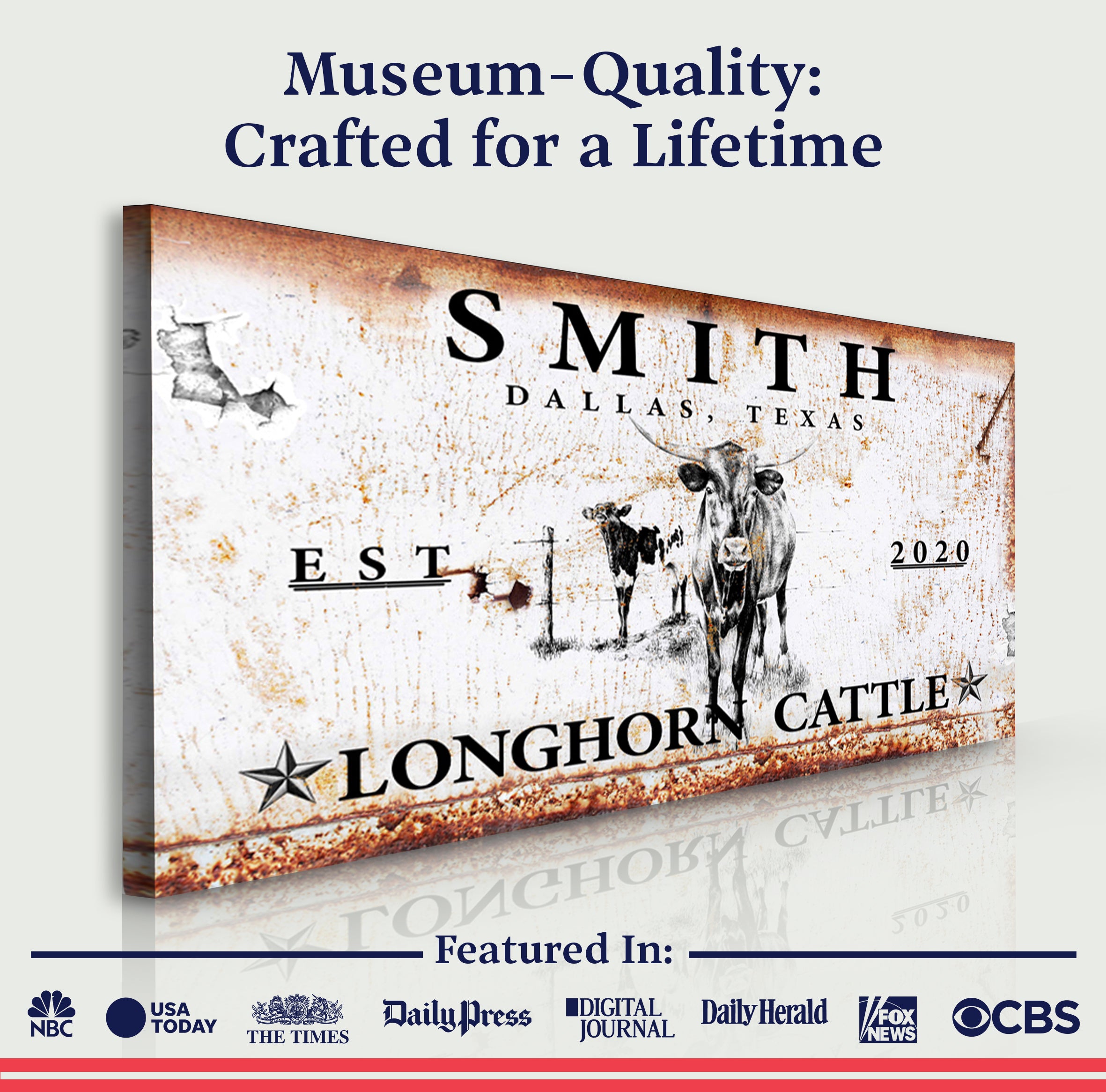 Longhorn Rustic Cattle Sign II on sale at MyriadMart