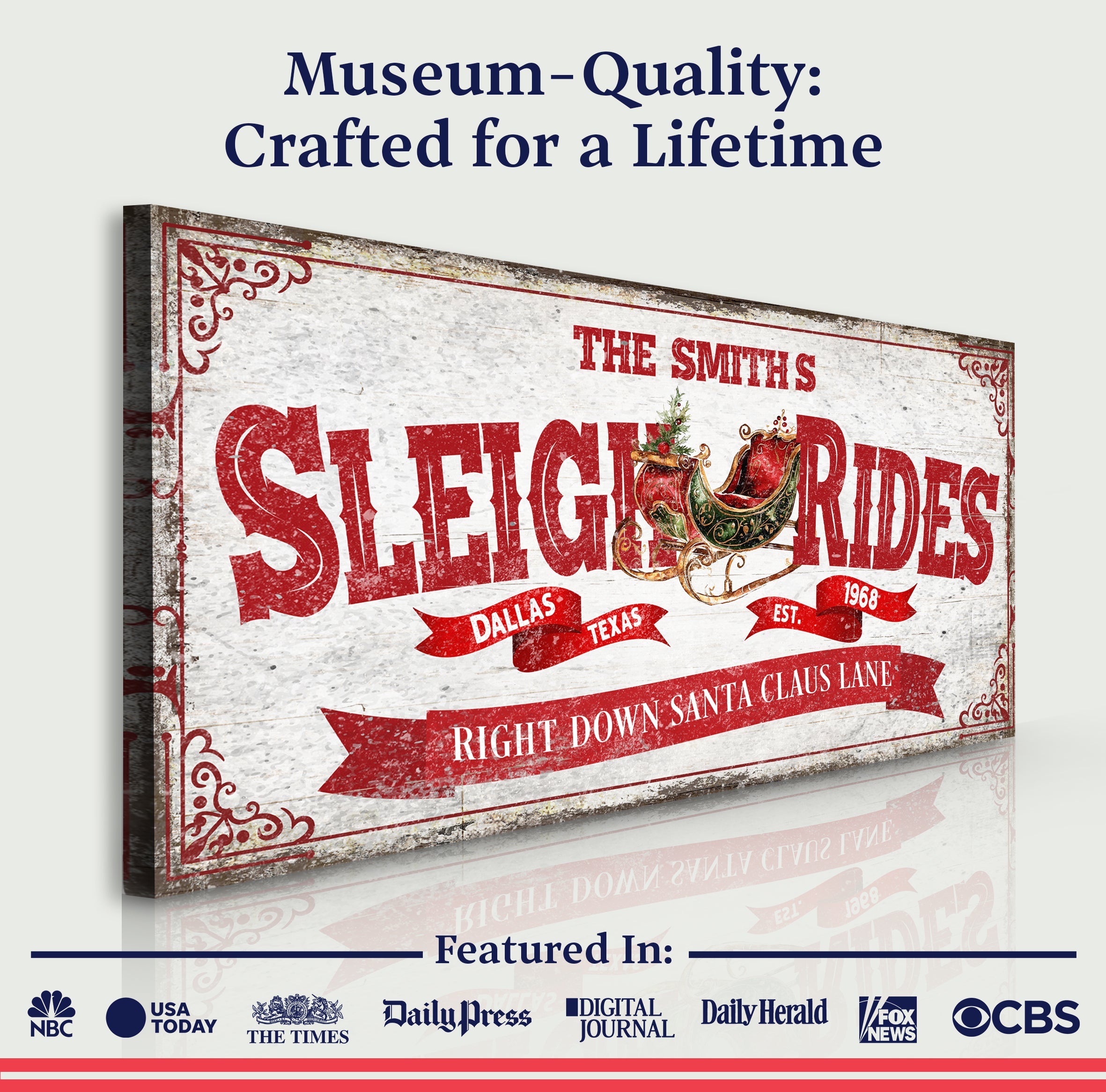 Sleigh Rides Christmas Sign IV on sale at MyriadMart