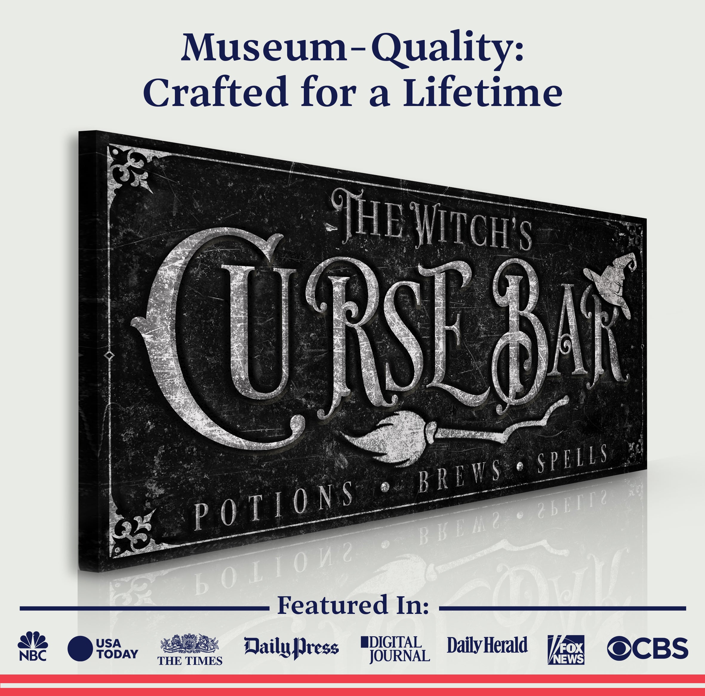 The Witch's Curse Bar Halloween Sign on sale at MyriadMart