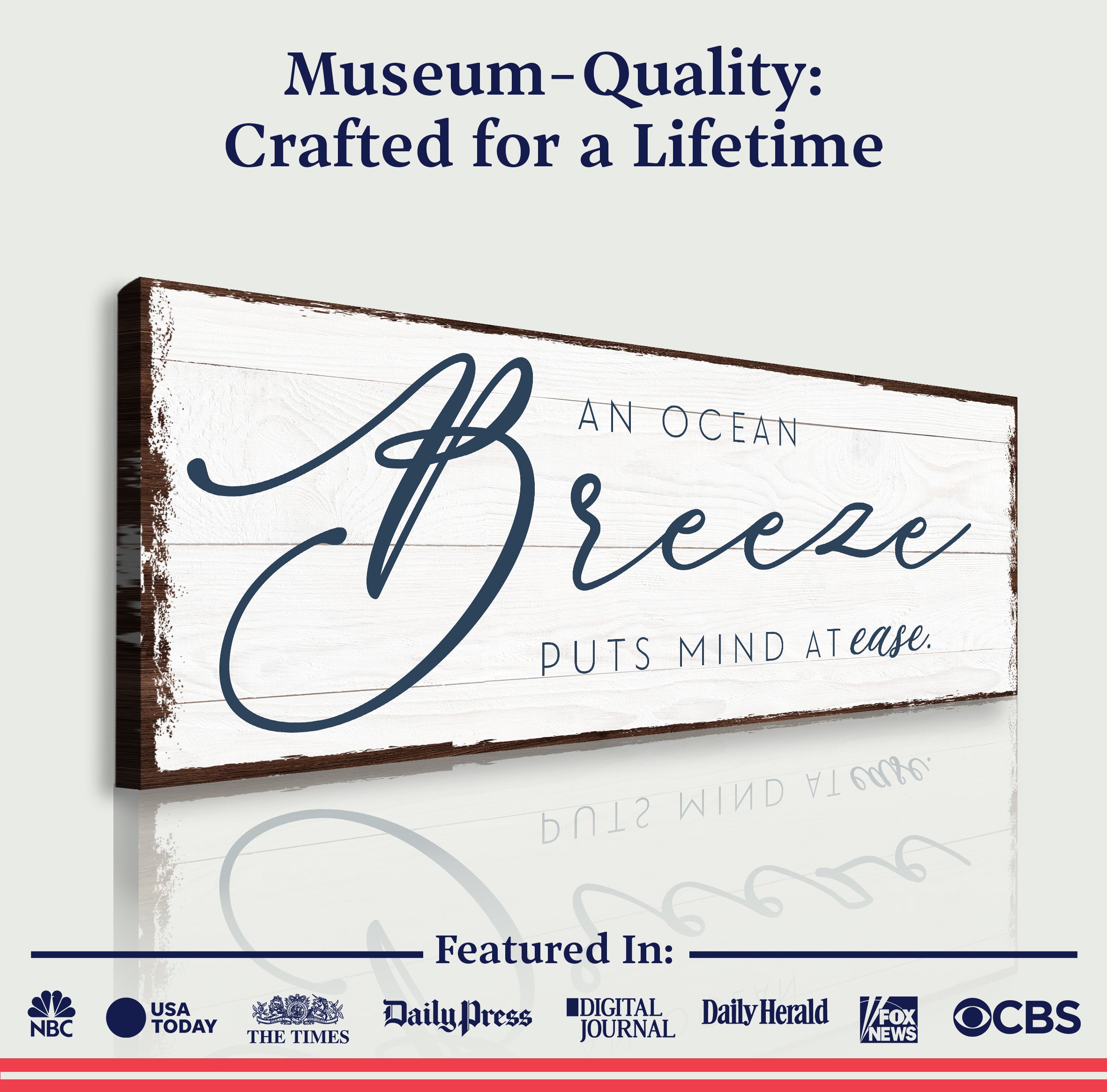 An Ocean Breeze Puts A Mind At Ease Sign on sale at MyriadMart
