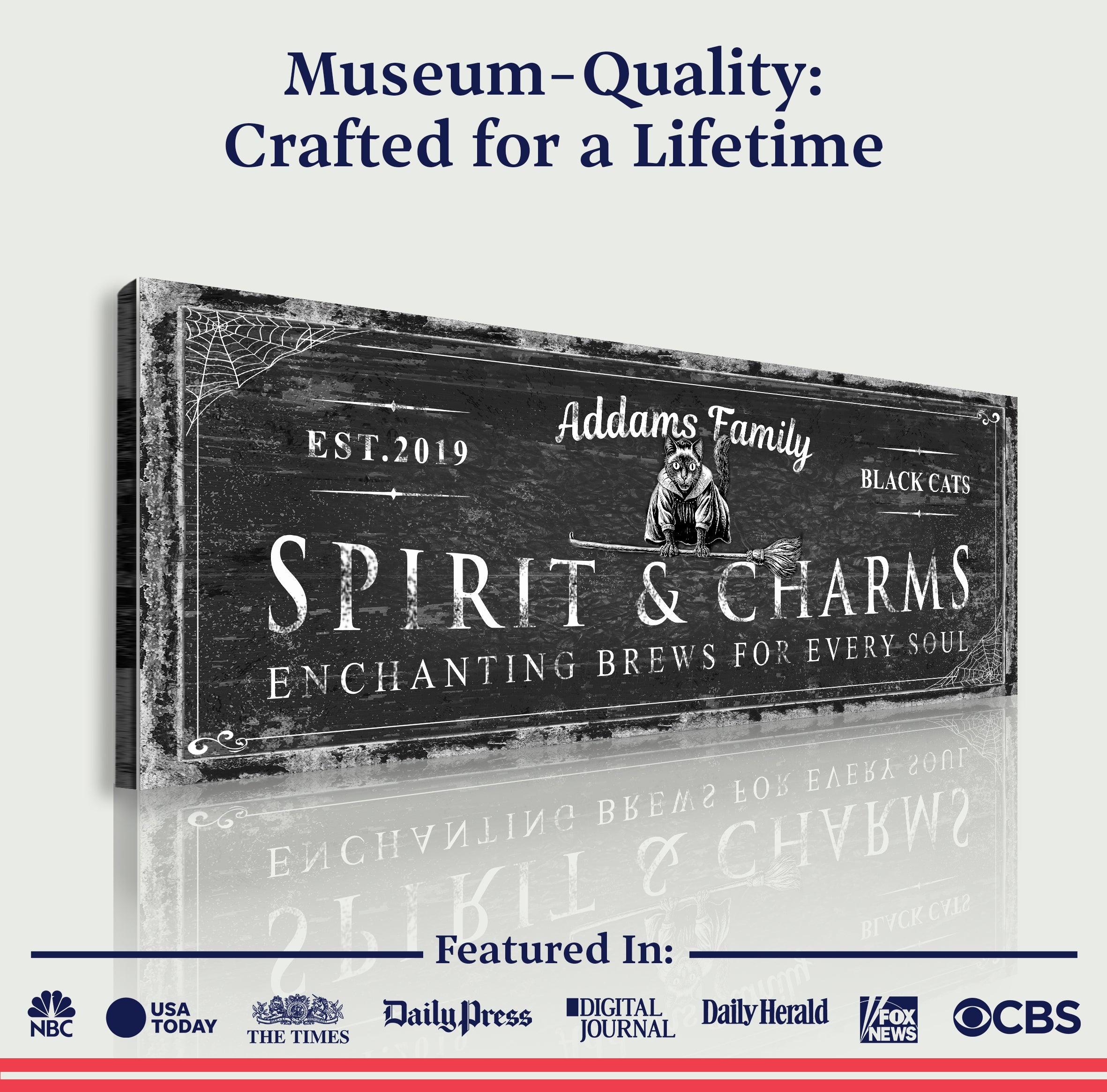 Black Cat’s Spirits & Charms Bar Halloween Sign on sale at MyriadMart