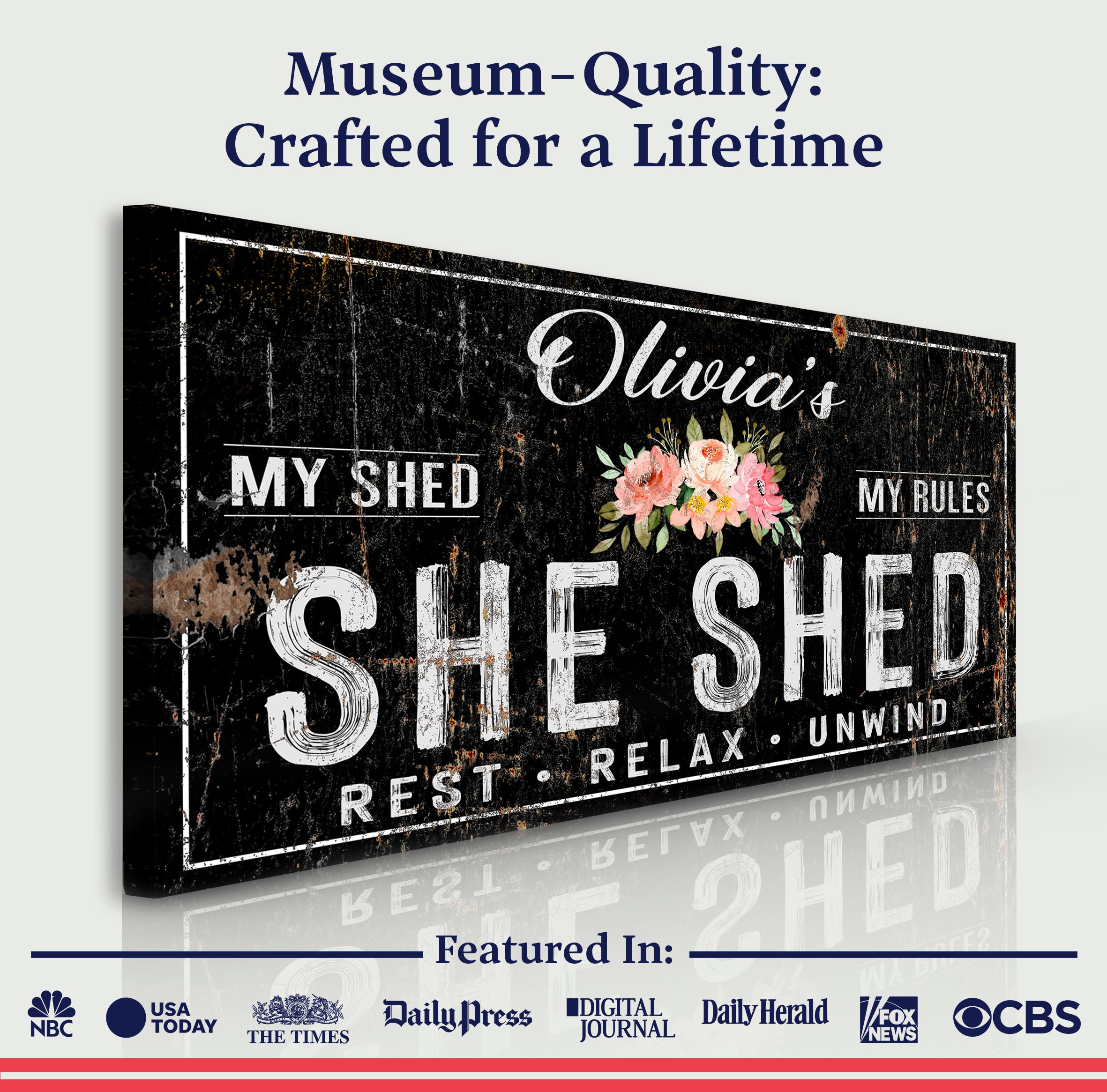 Personalized She Shed Sign IX on sale at MyriadMart