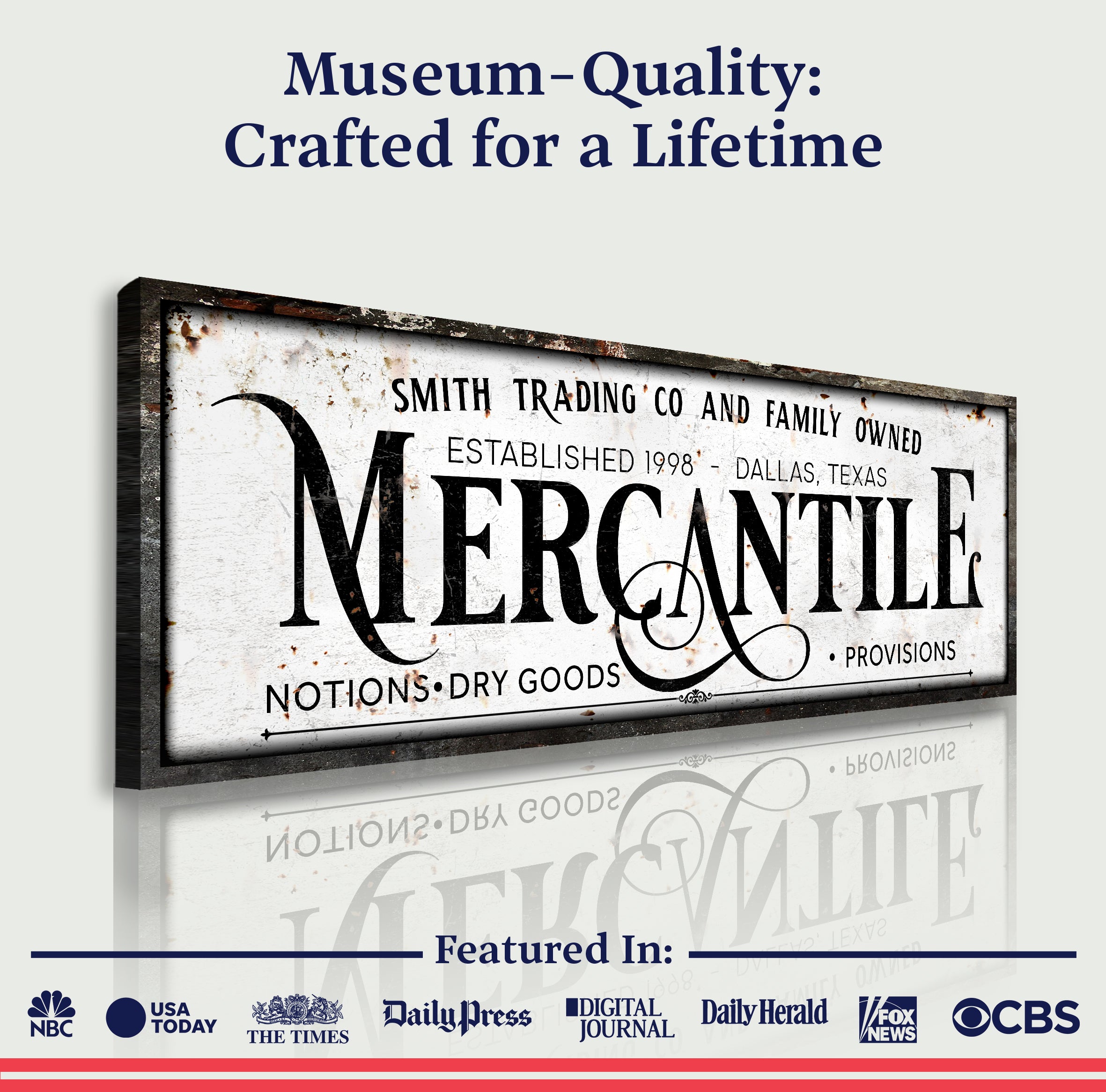 Family Owned Mercantile Sign on sale at MyriadMart