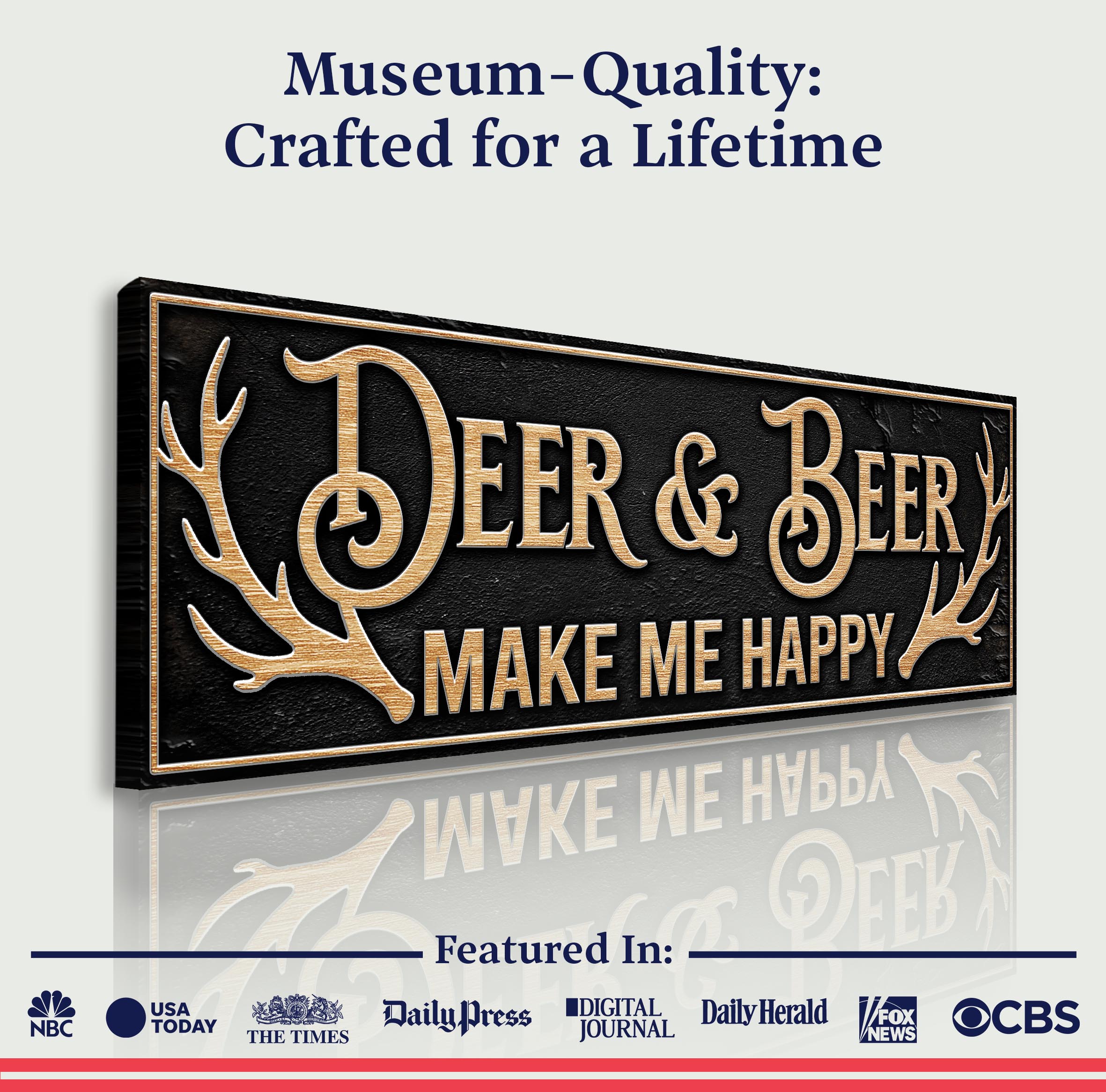 Deer And Beer Make Me Happy Hunting Sign on sale at MyriadMart