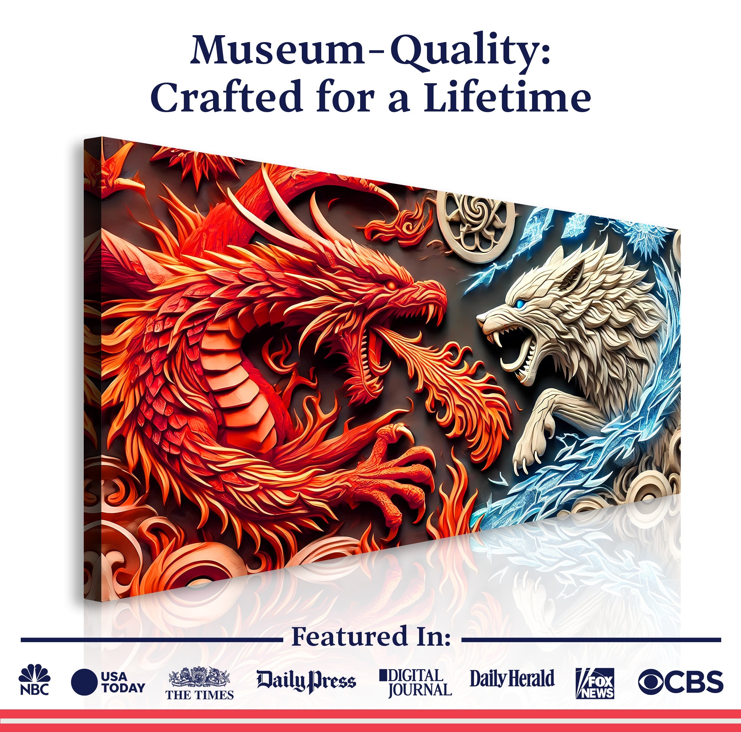 3D Dragon and Wolf Wall Art V on sale at MyriadMart