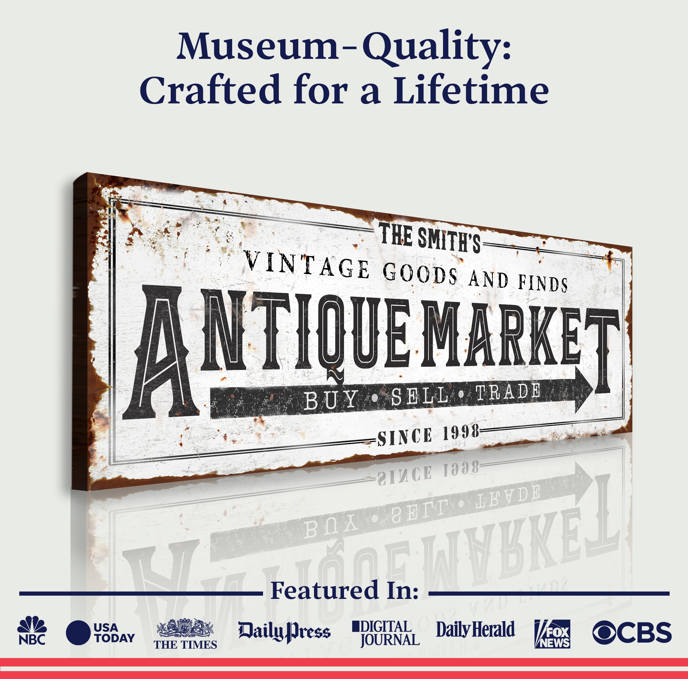 Vintage Antique Market Sign II on sale at MyriadMart