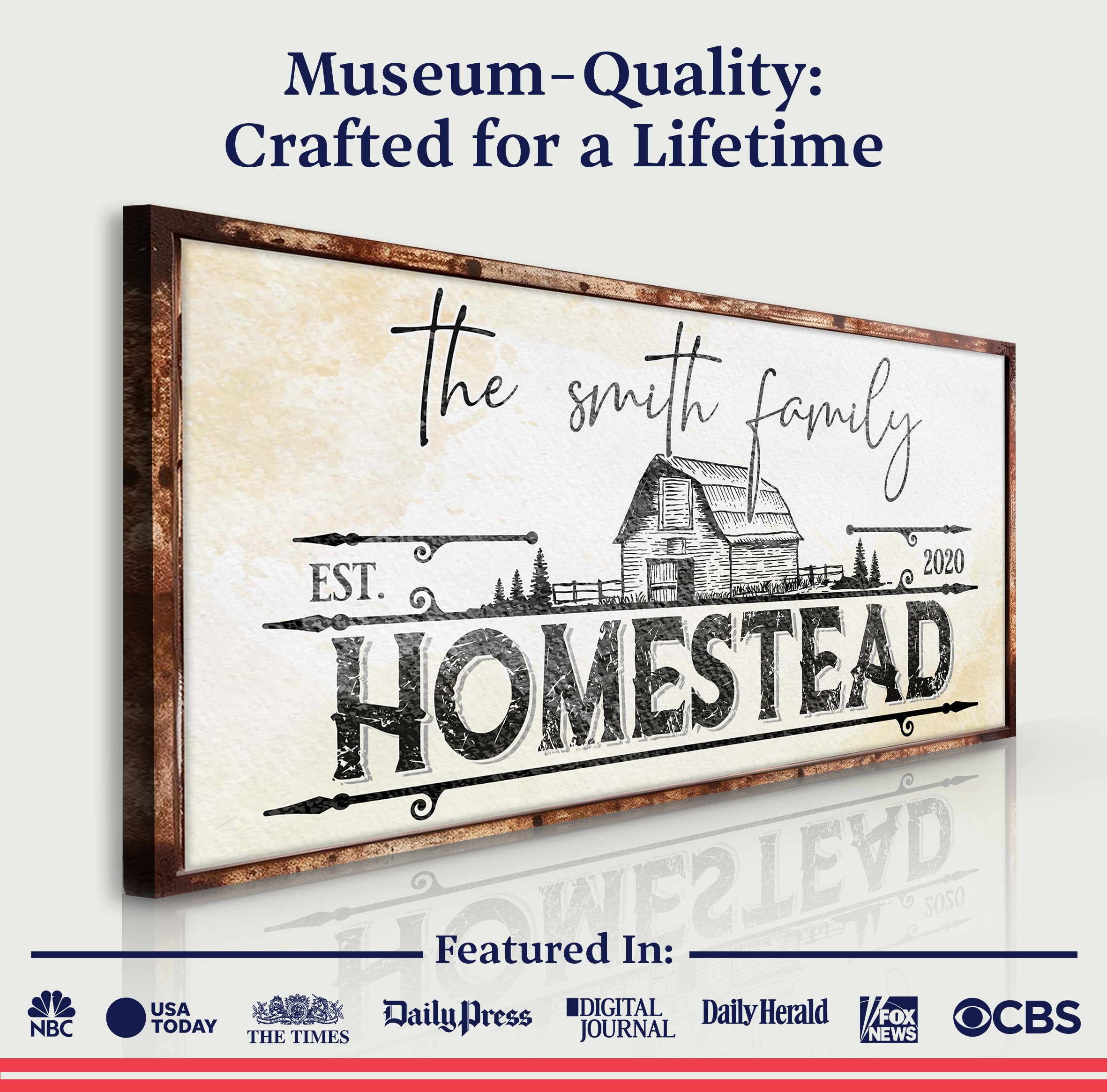 Family Vintage Rust Homestead Sign on sale at MyriadMart