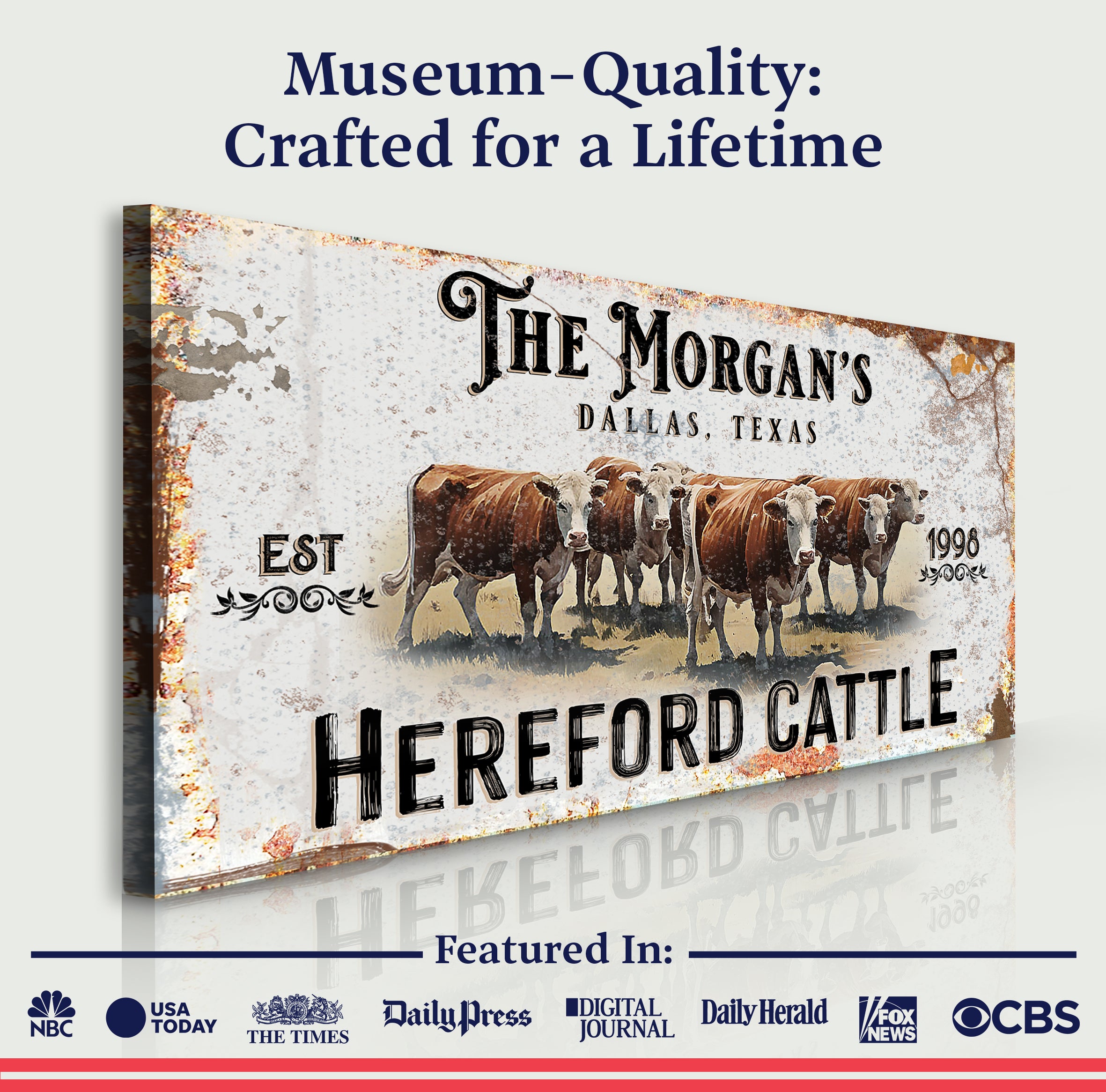 Personalized Hereford Cattle Sign II on sale at MyriadMart