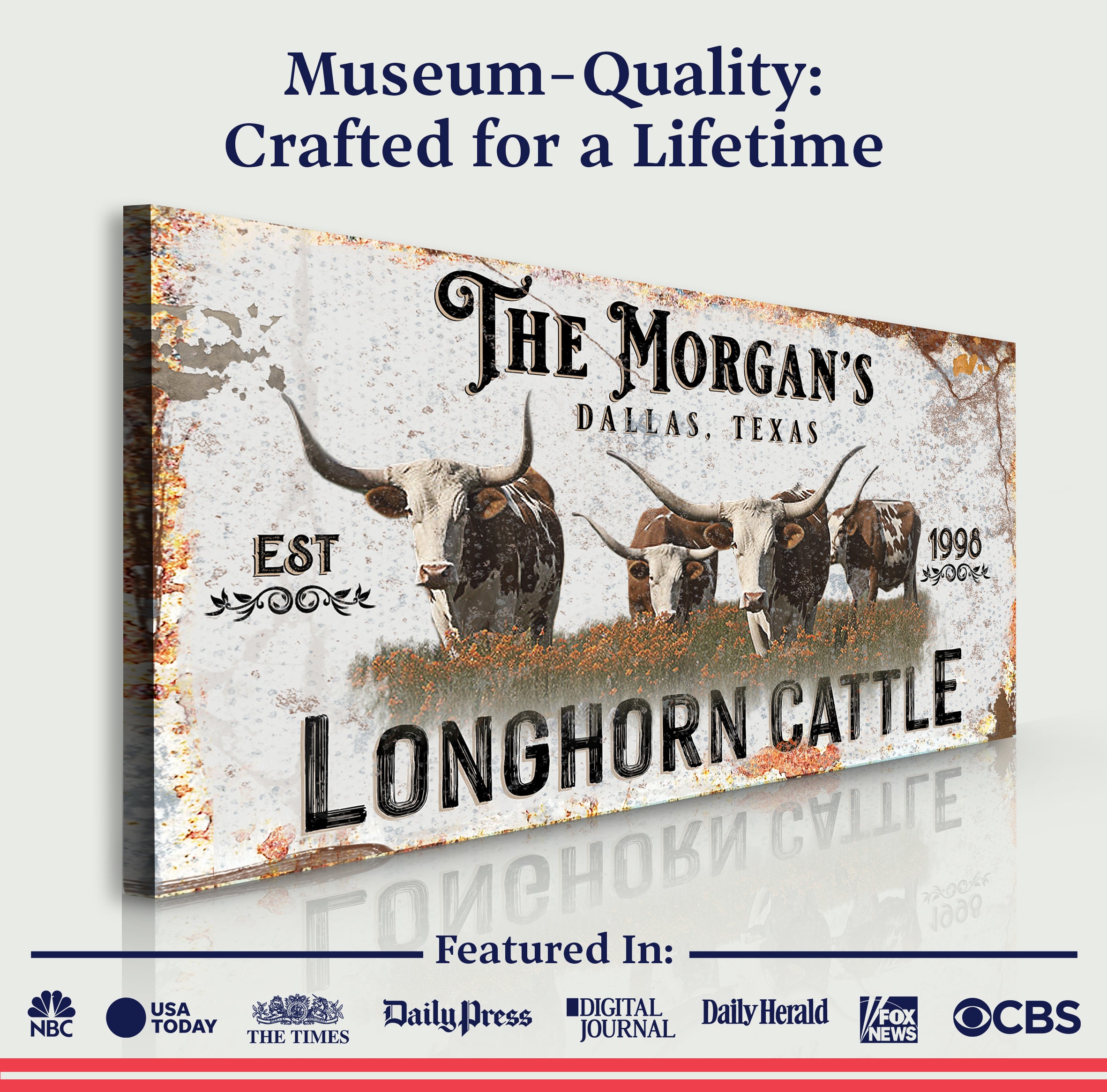 Personalized Long Horn Cattle Sign II on sale at MyriadMart