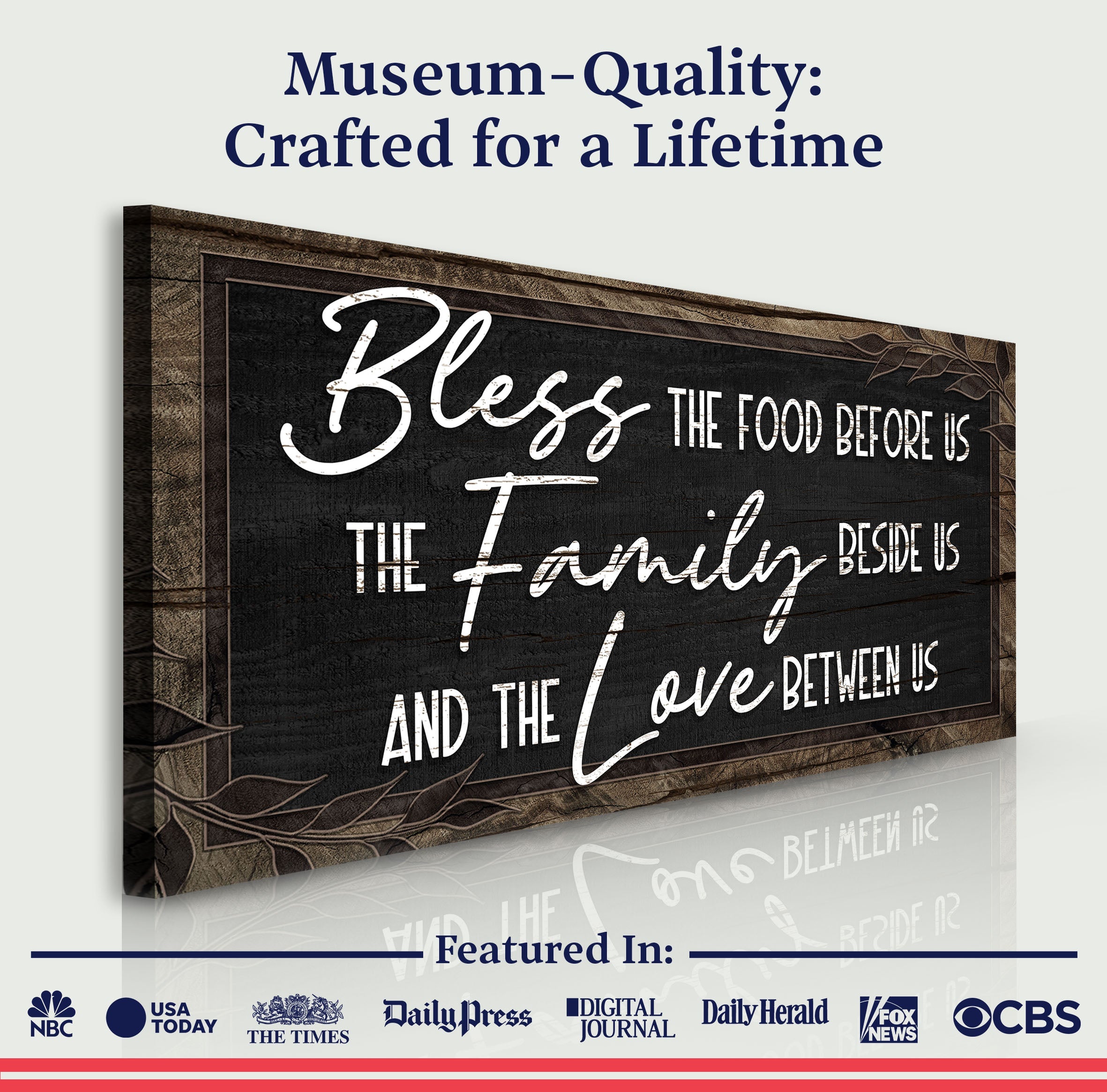 Bless The Food Before Us And The Love Between Us Sign III on sale at MyriadMart