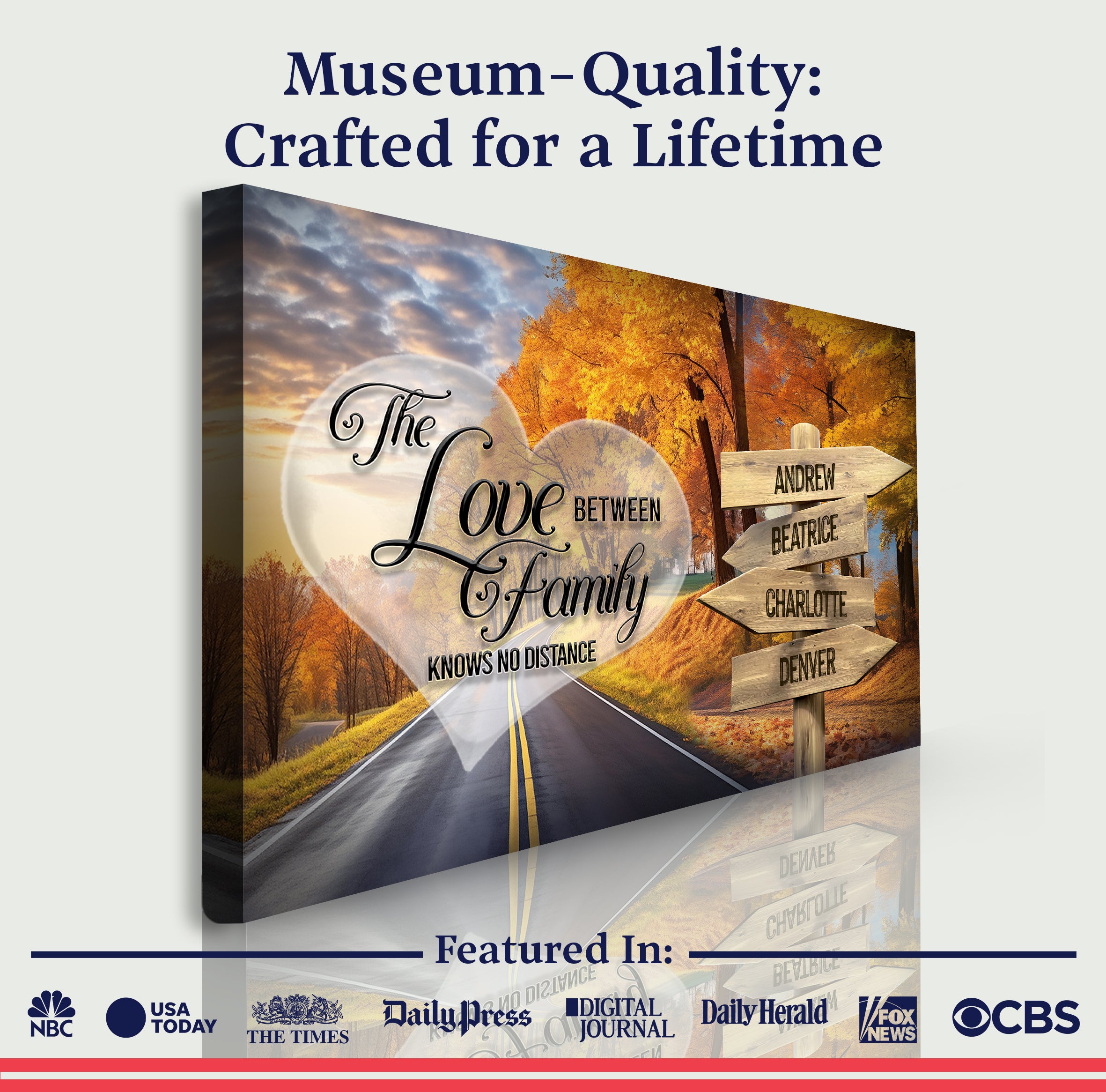 Love Between Family Names Sign on sale at MyriadMart