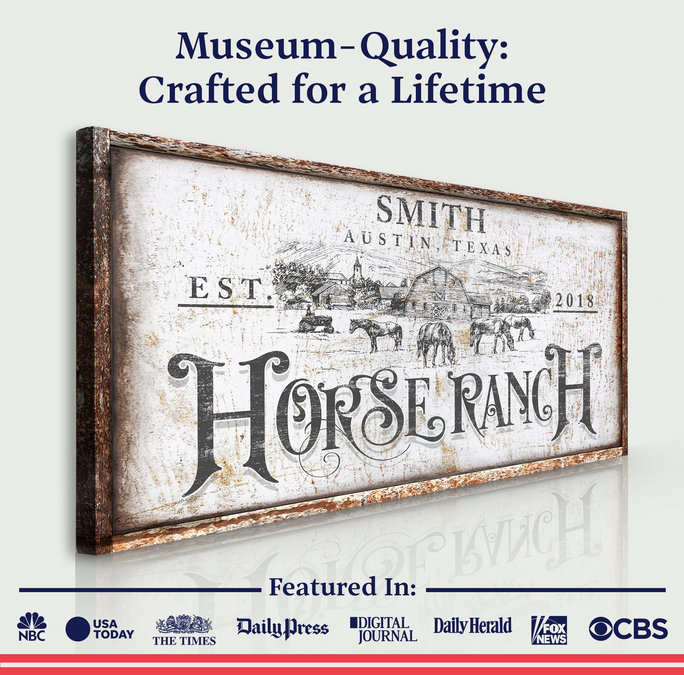 Rustic Vintage Horse Ranch Farmhouse Sign III on sale at MyriadMart