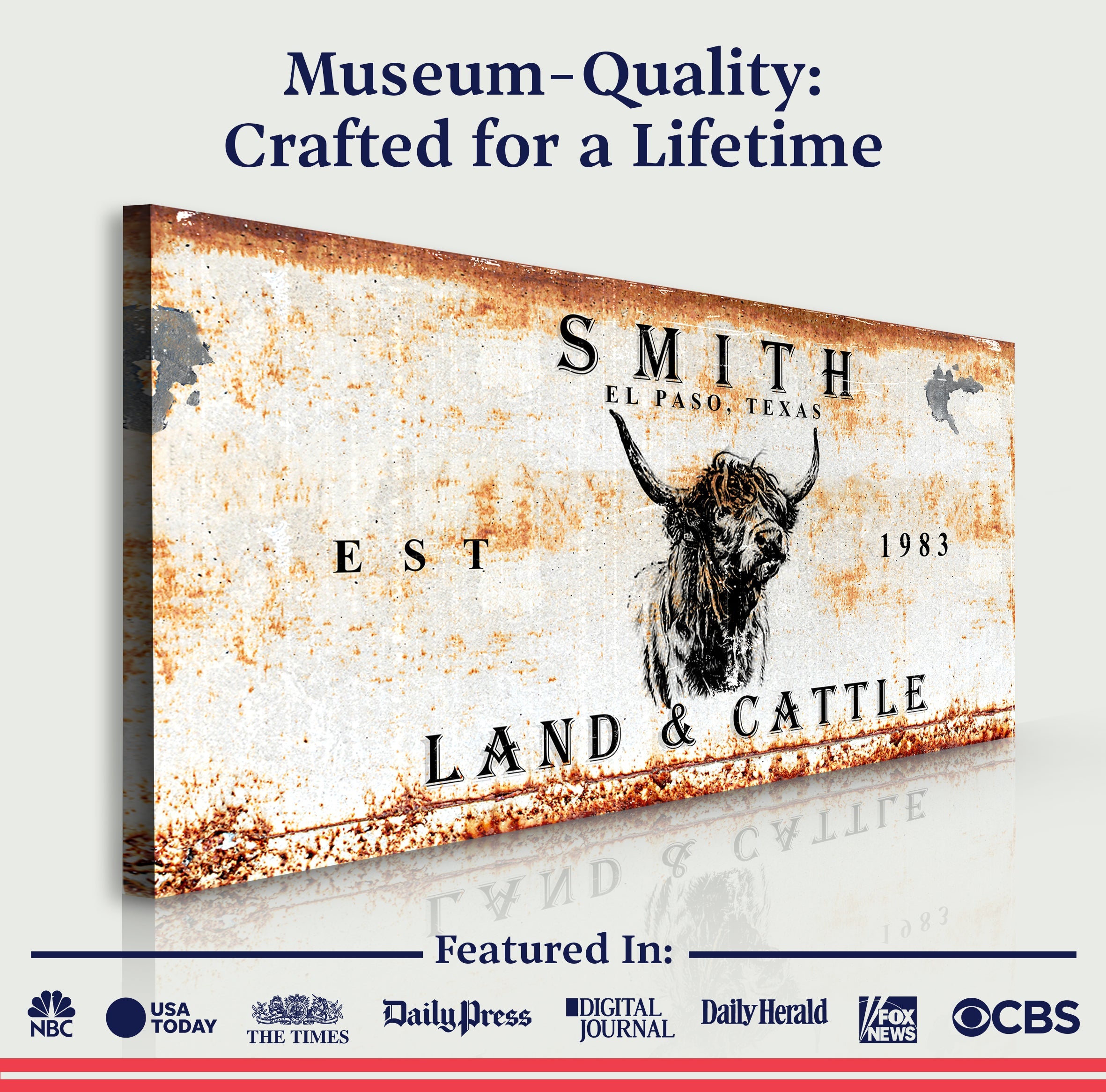 Land And Cattle Rustic Sign II on sale at MyriadMart