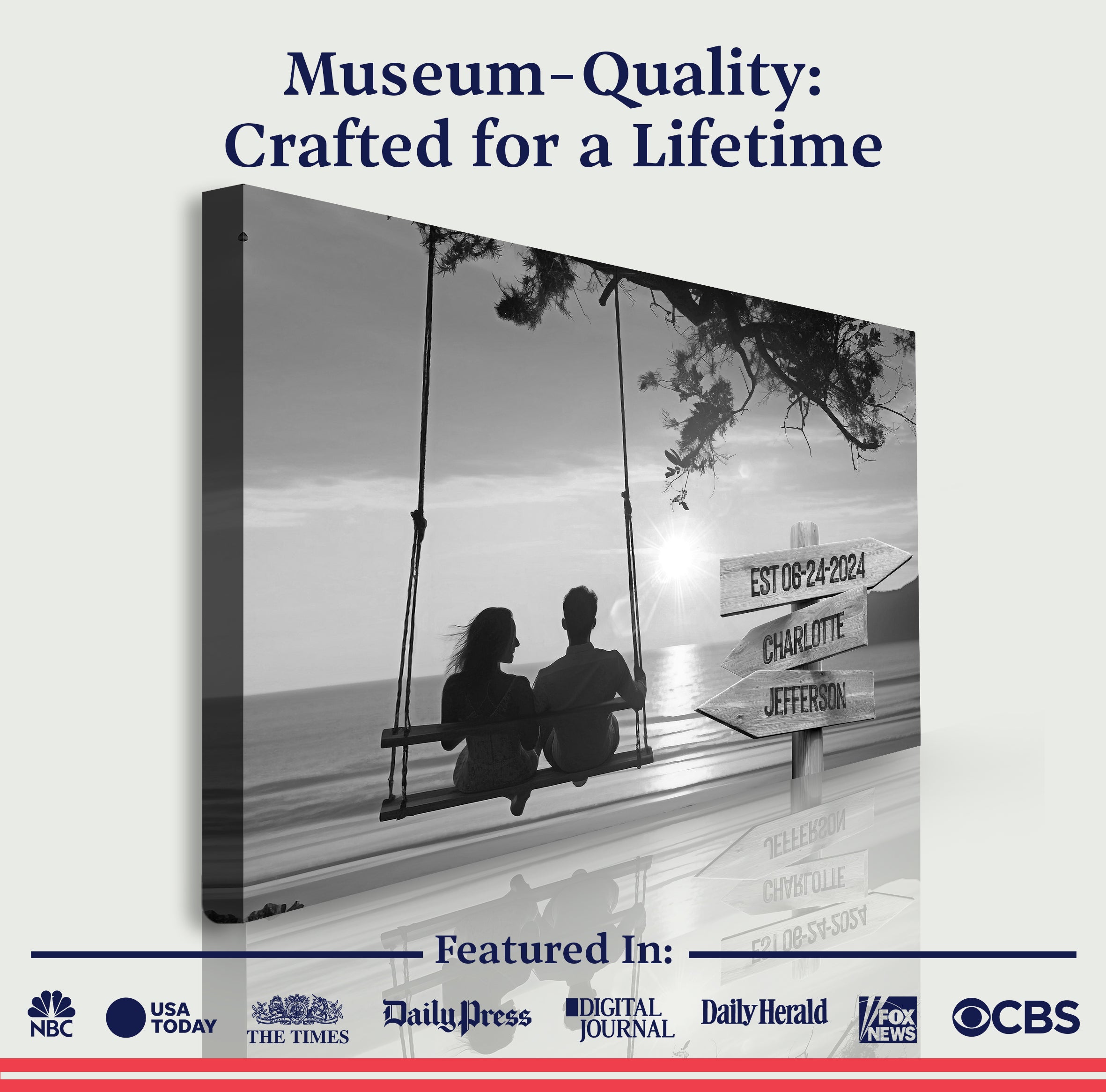 Romantic Swing Family Names Sign on sale at MyriadMart