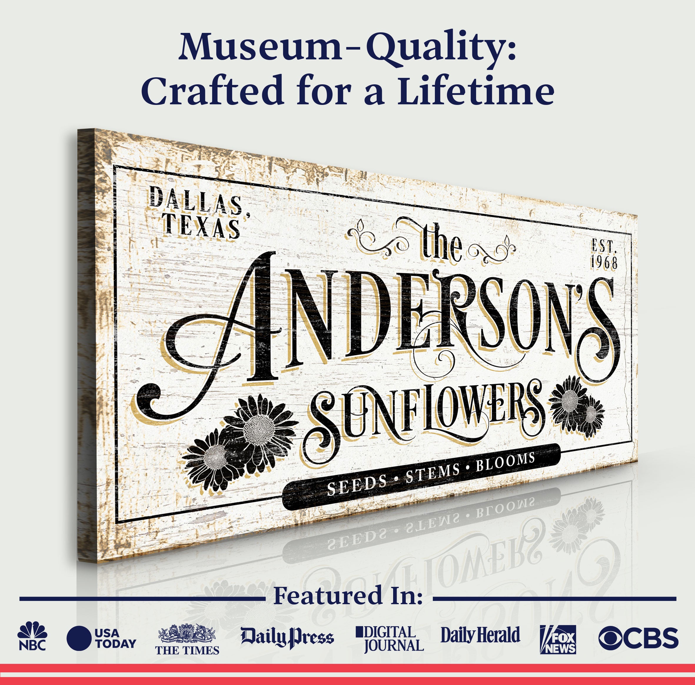 Personalized Fresh Sunflowers Sign on sale at MyriadMart