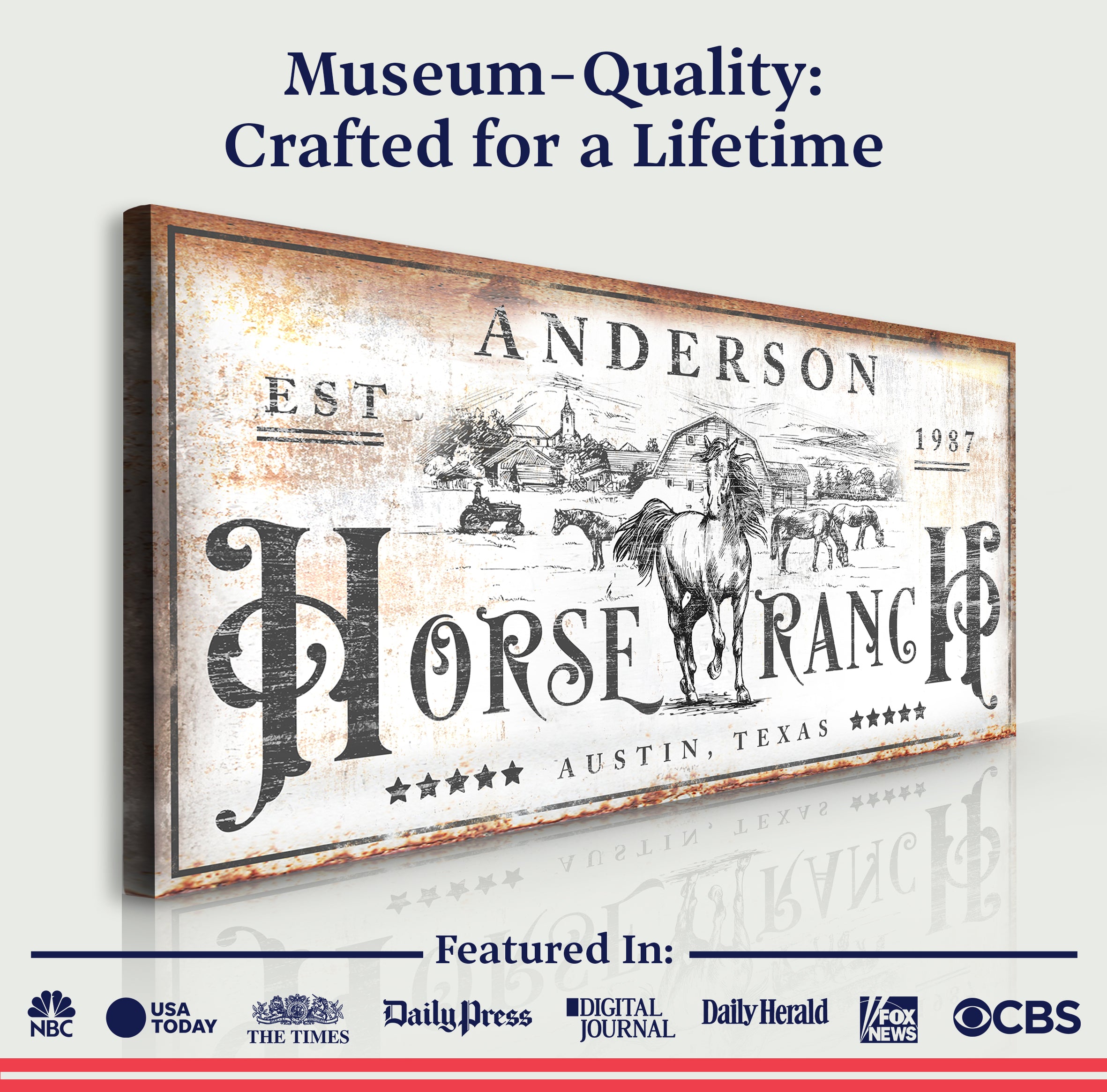 Family Horse Ranch Rustic Sign on sale at MyriadMart