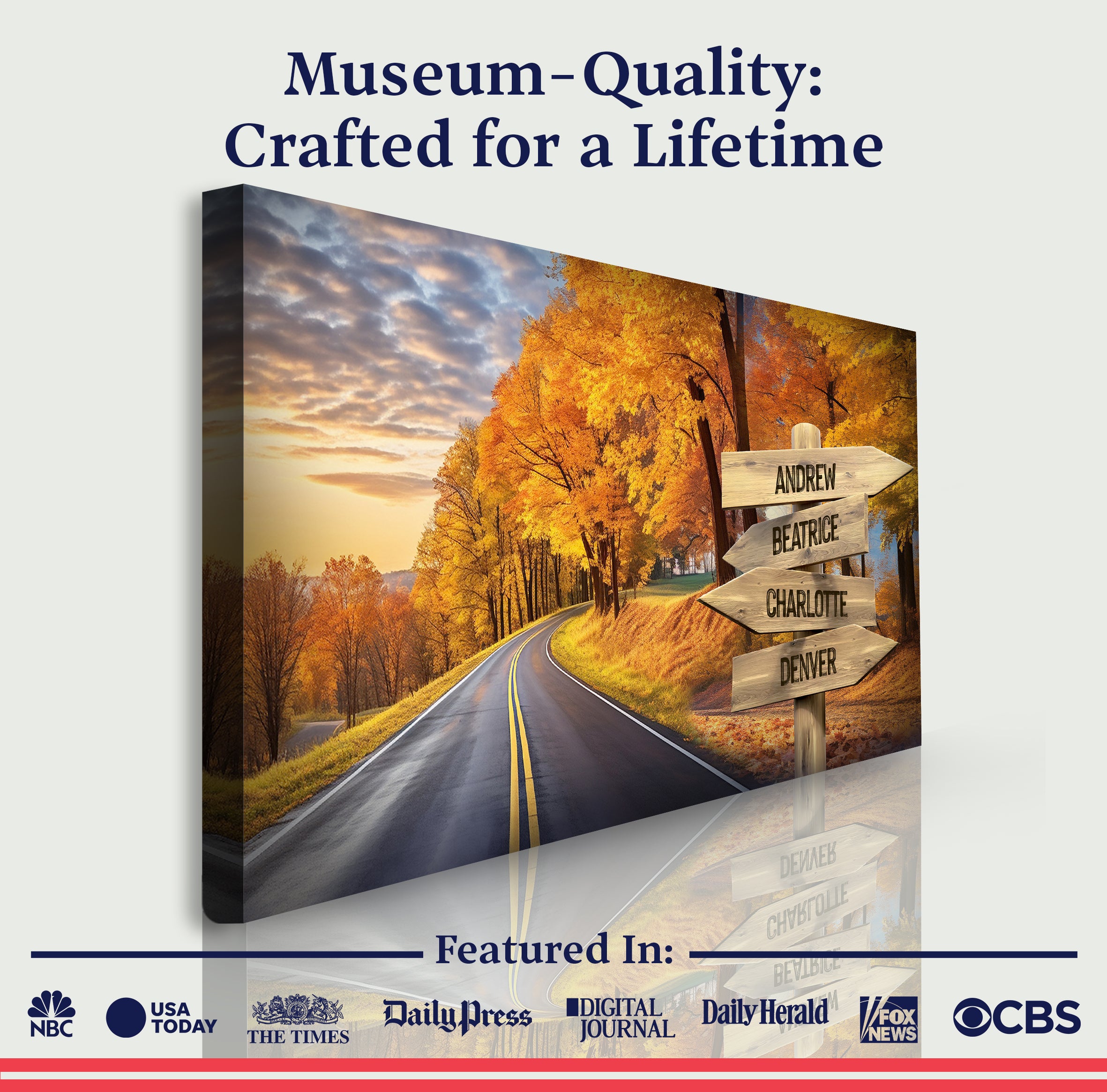 Family Names Autumn Road Sign on sale at MyriadMart