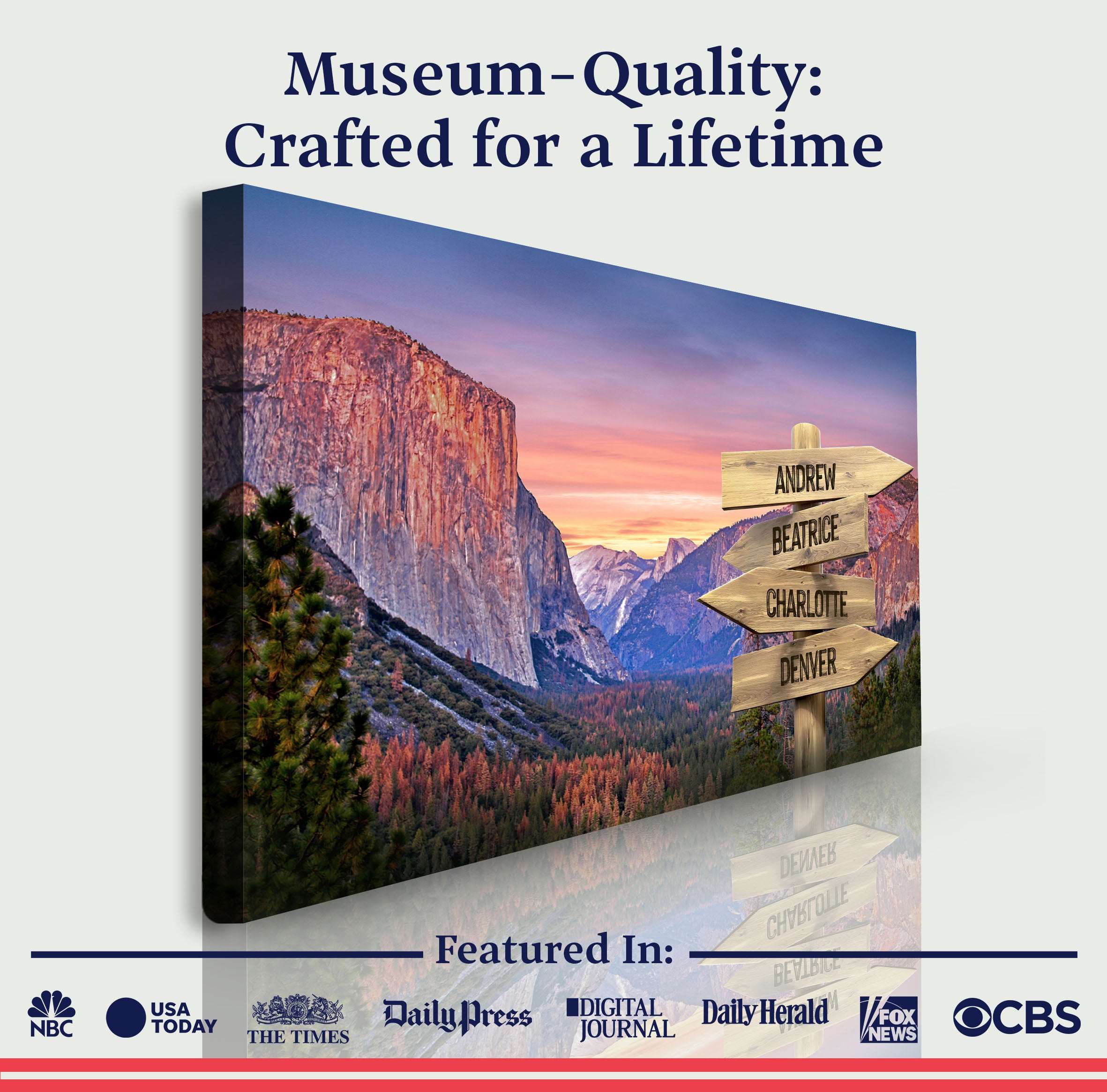 Yosemite Sunset Family Names Sign on sale at MyriadMart