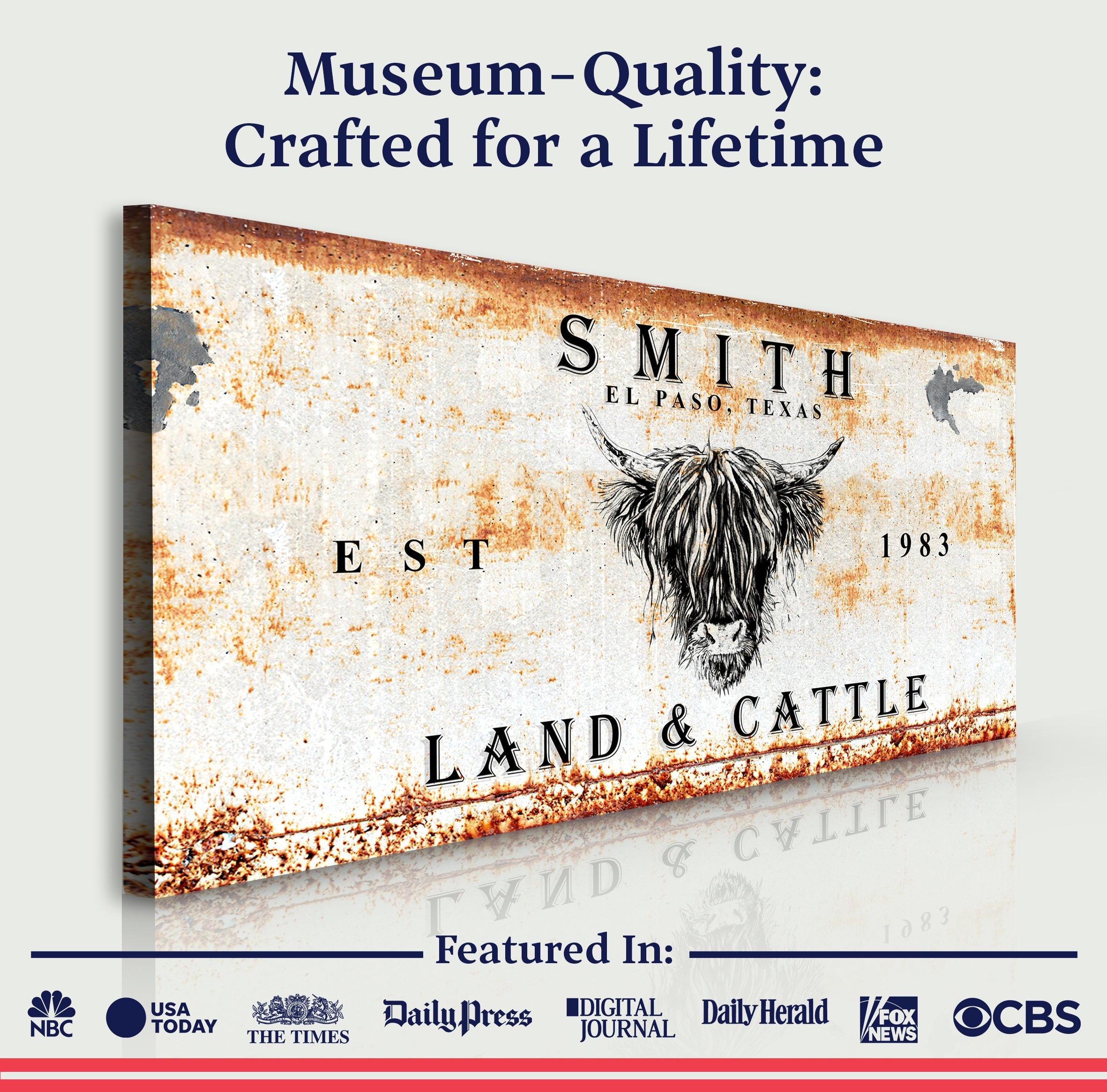 Land And Cattle Rustic Sign III on sale at MyriadMart