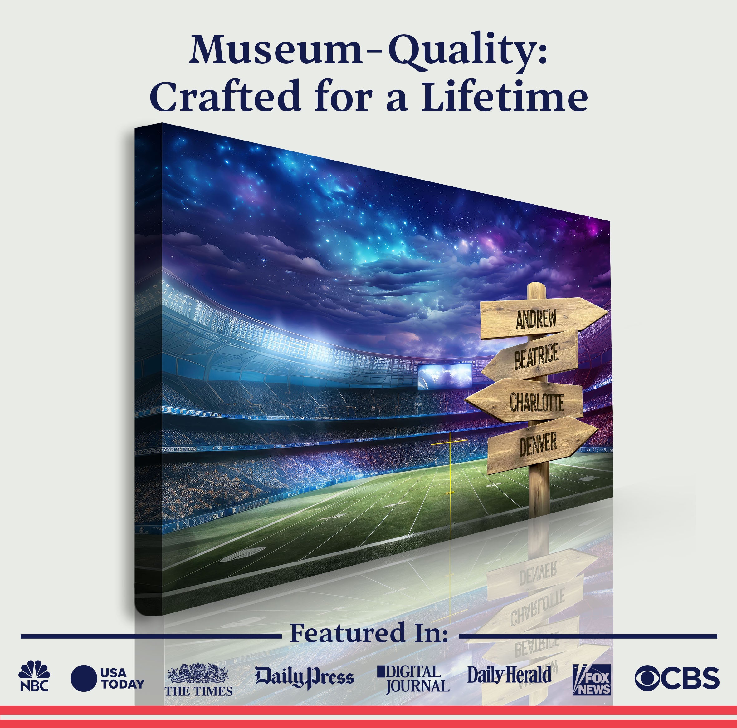 Football Field Family Names Sign on sale at MyriadMart