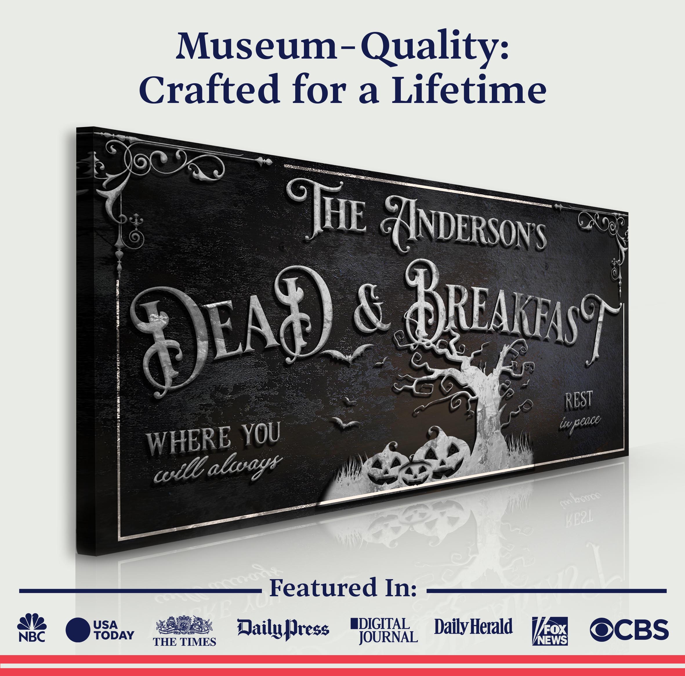 Personalized Dead & Breakfast Sign II on sale at MyriadMart
