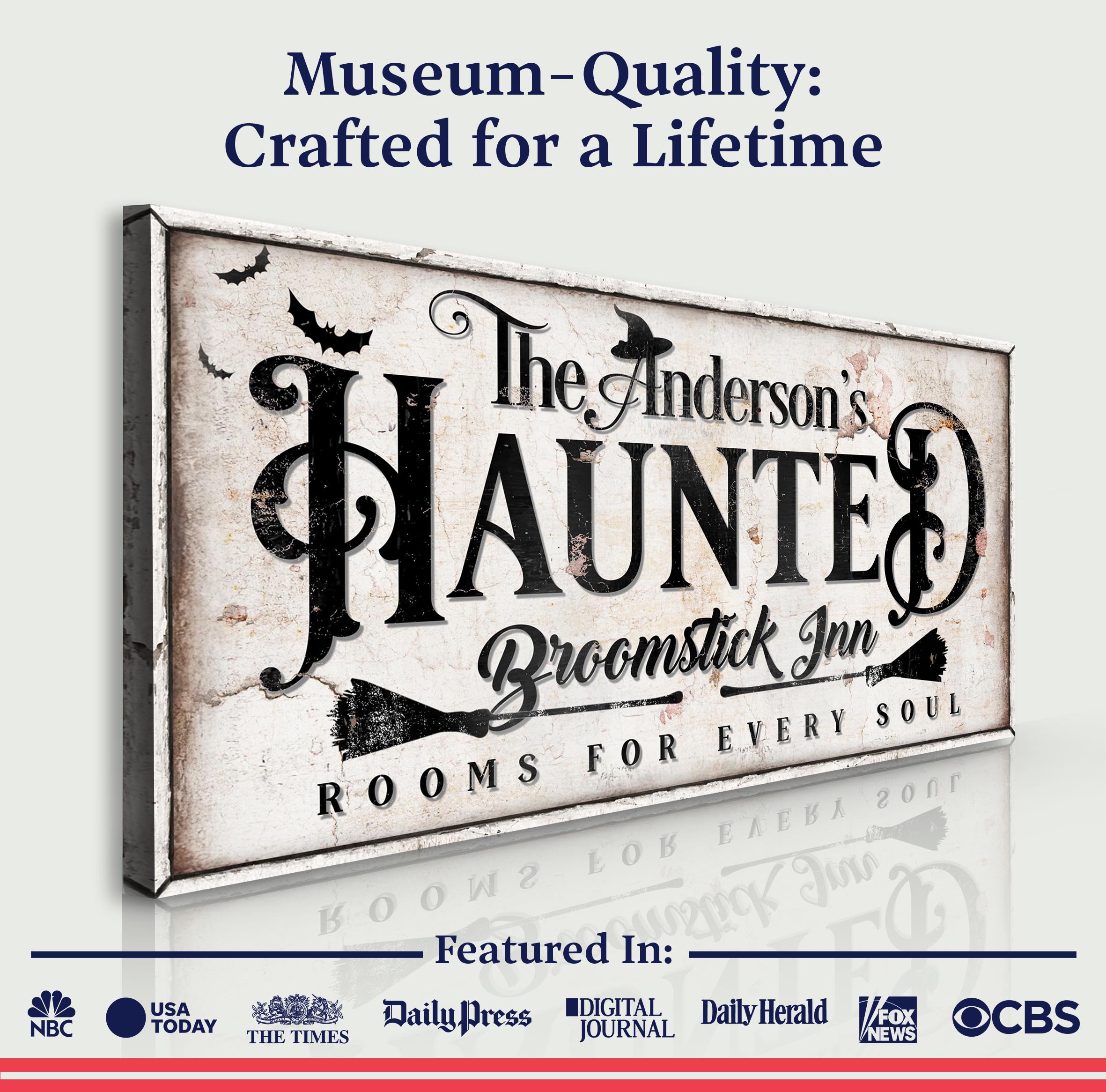 The Haunted Broomstick Inn Halloween Sign on sale at MyriadMart