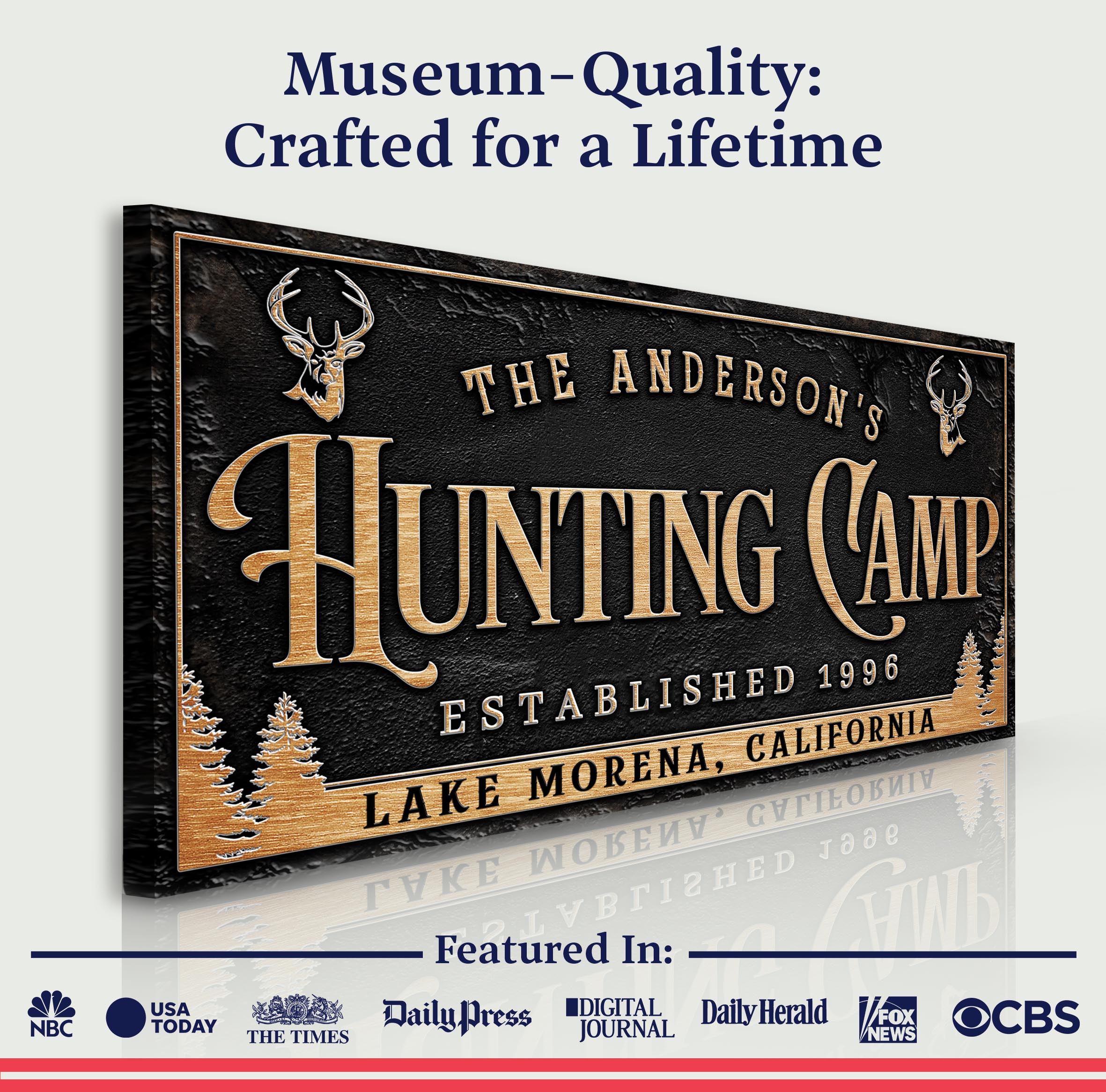 Personalized Family Hunting Camp Sign on sale at MyriadMart