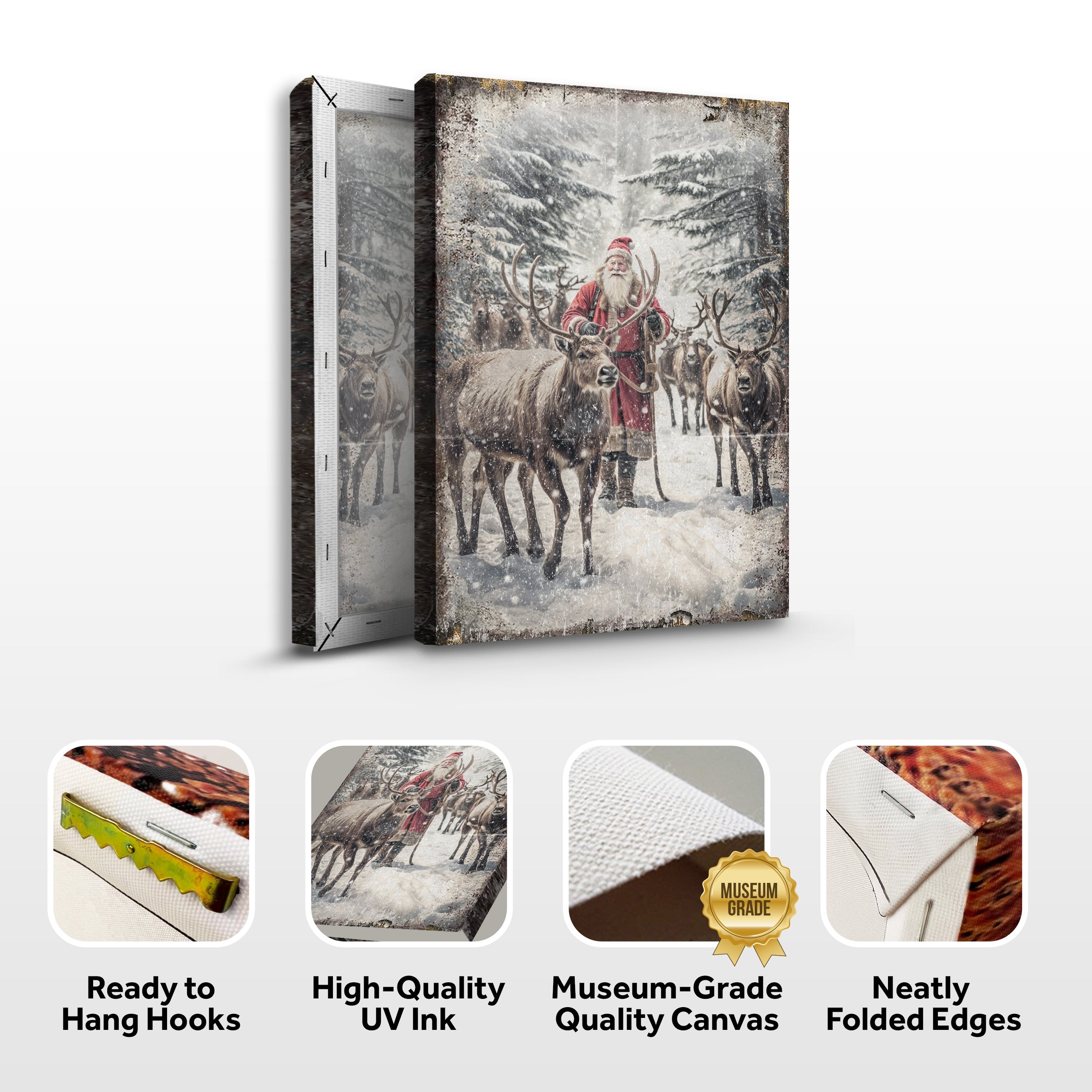 Vintage Woodland Santa Christmas Wall Art on sale at MyriadMart