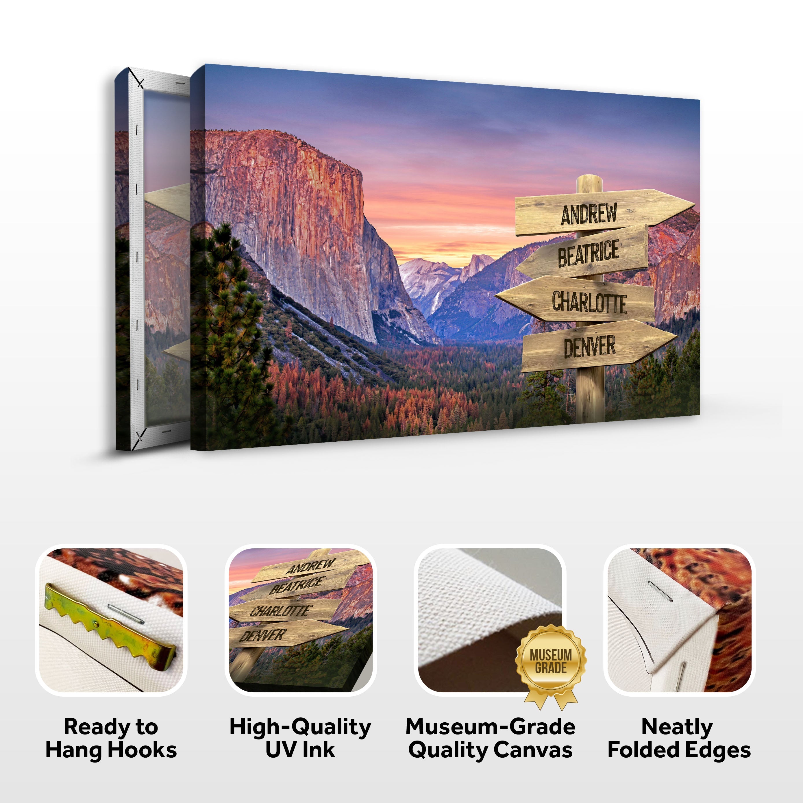 Yosemite Sunset Family Names Sign on sale at MyriadMart