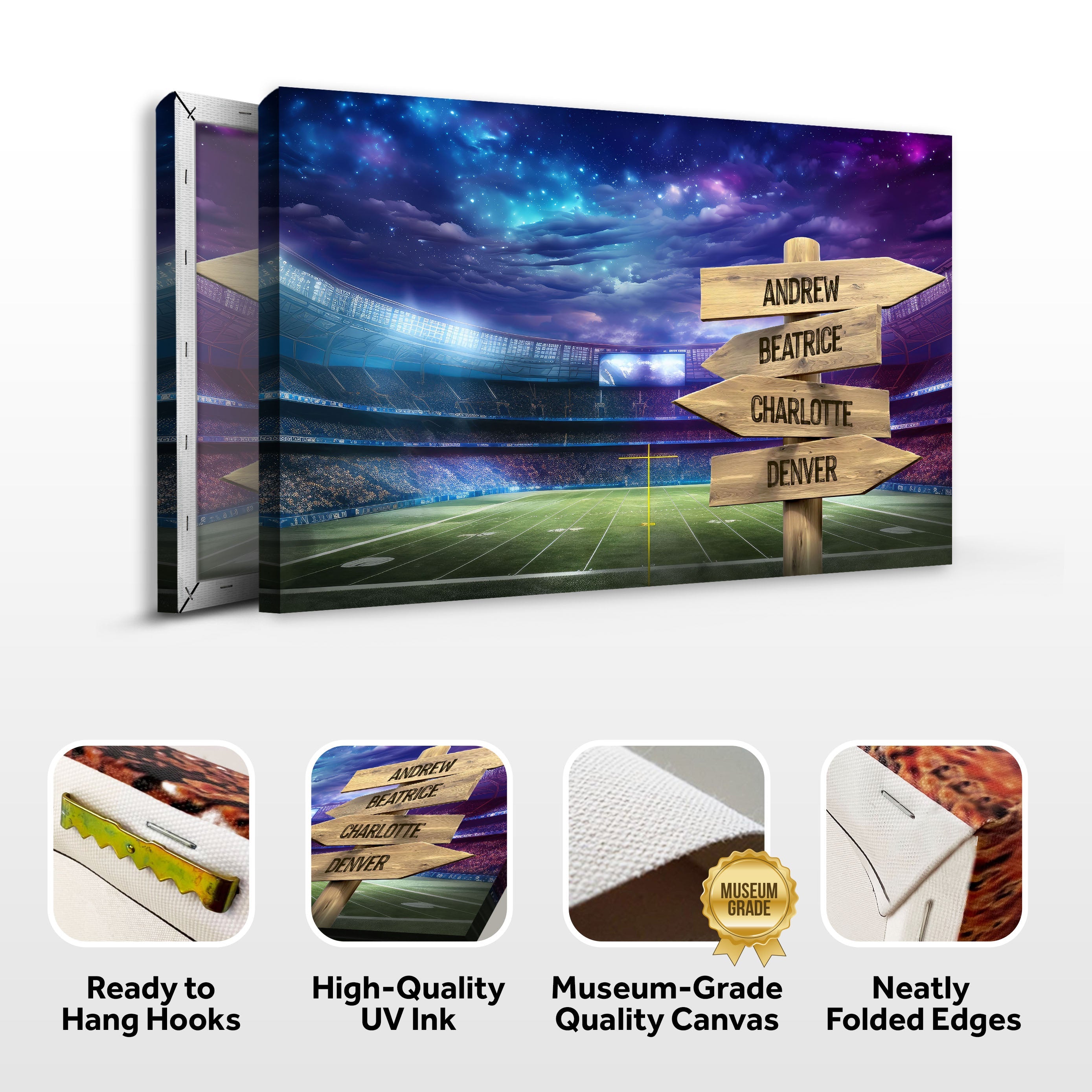 Football Field Family Names Sign on sale at MyriadMart