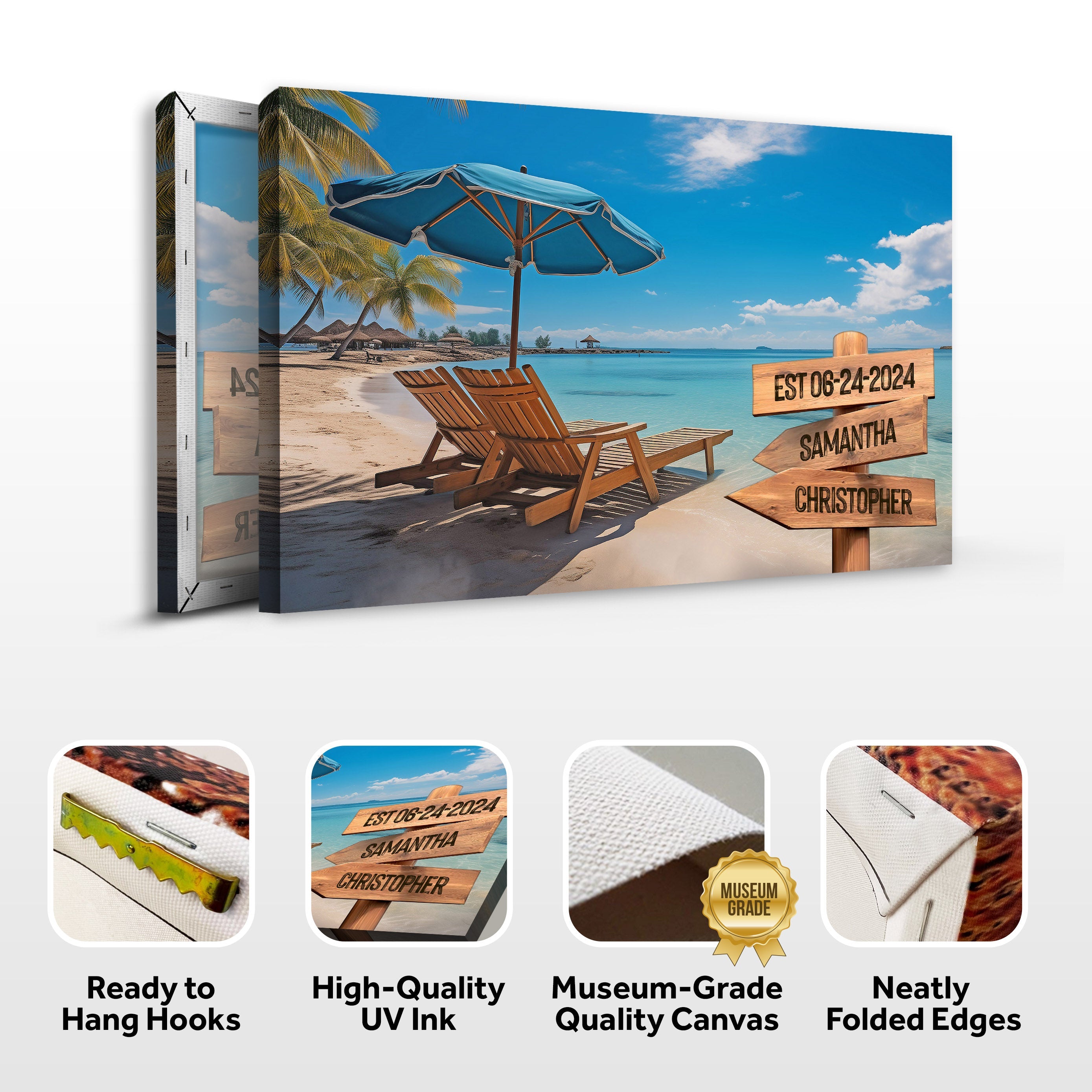 Summer Beach Family Names Sign on sale at MyriadMart