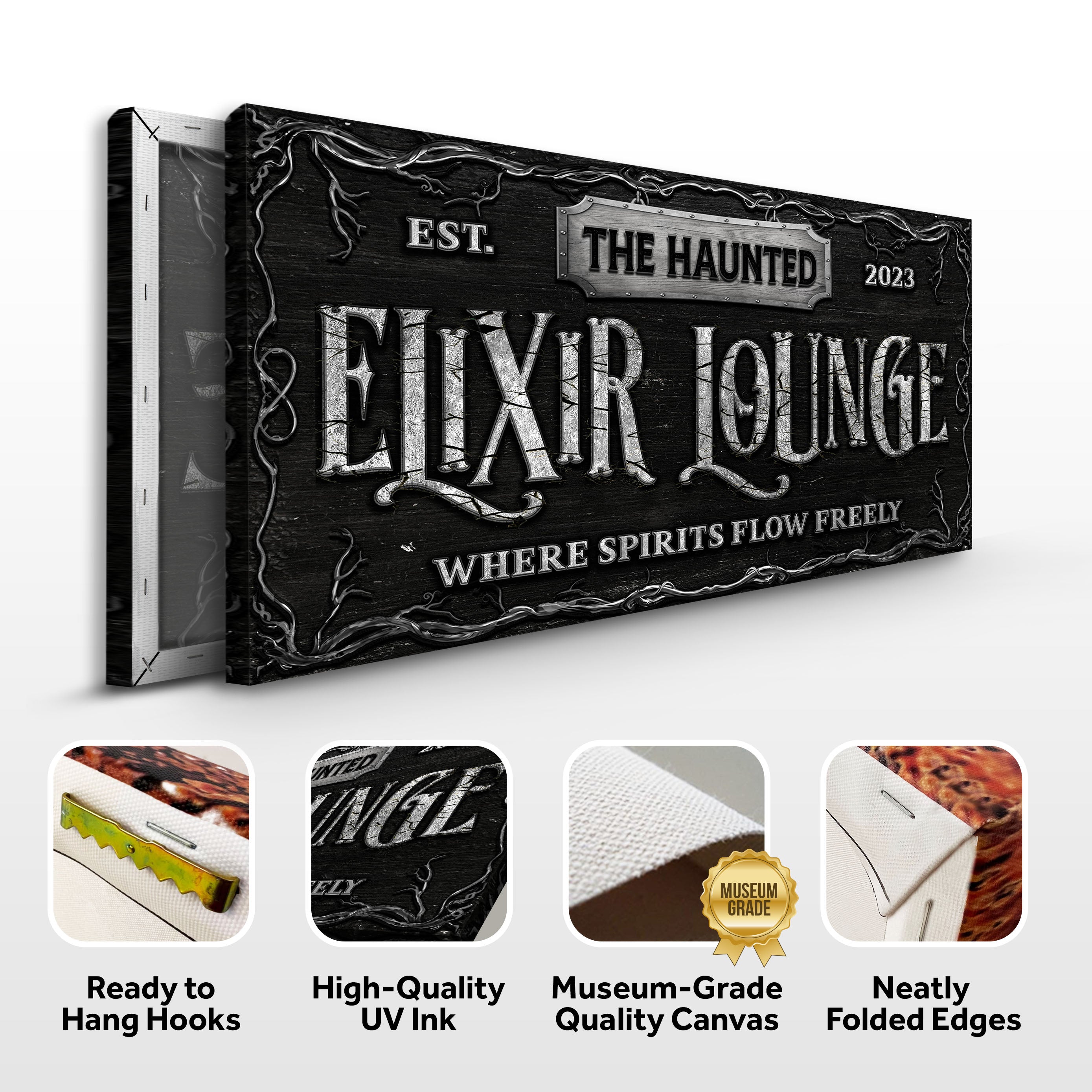 The Haunted Elixir Lounge Halloween Sign on sale at MyriadMart
