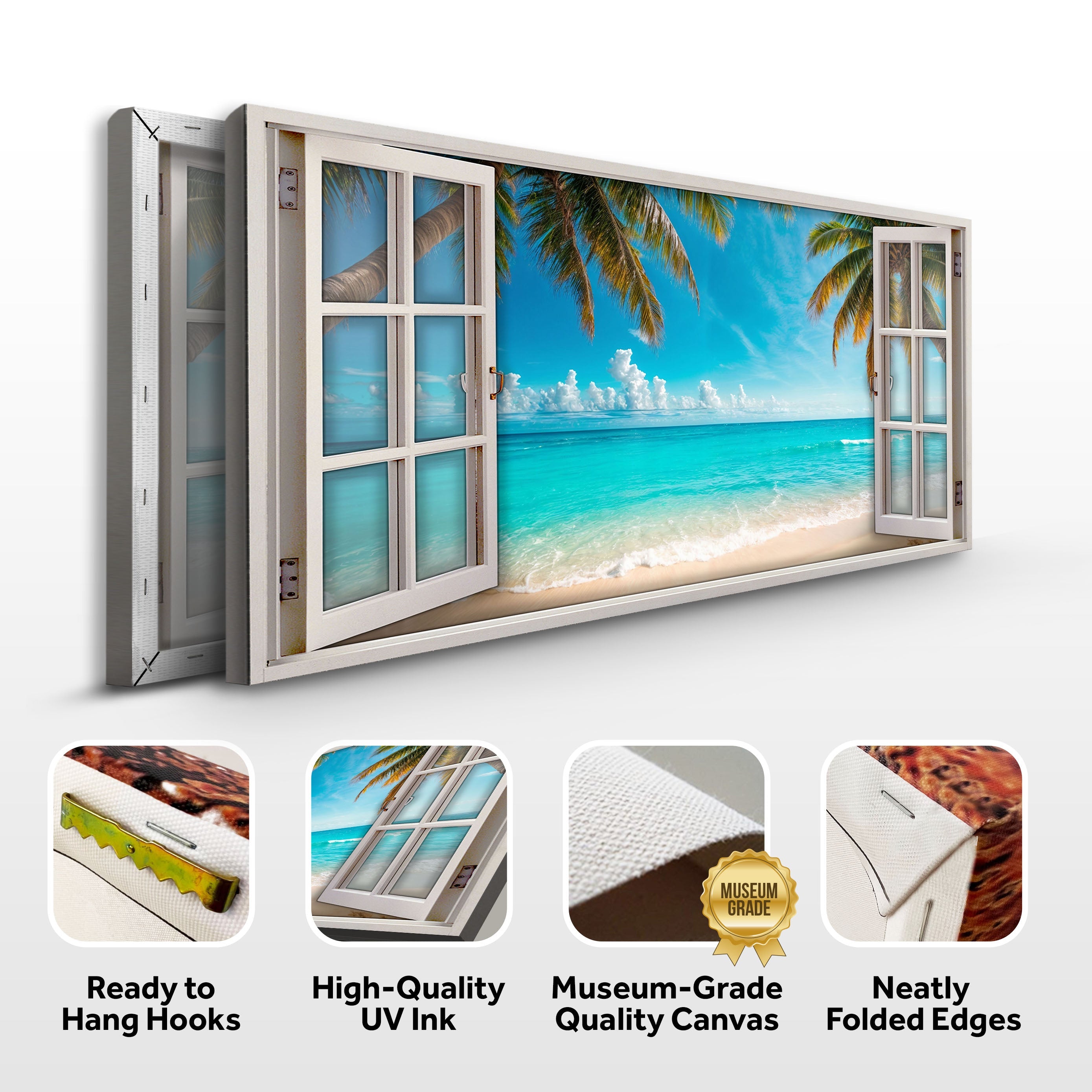 Coconut Palm Beach Window Scenery Wall Art on sale at MyriadMart