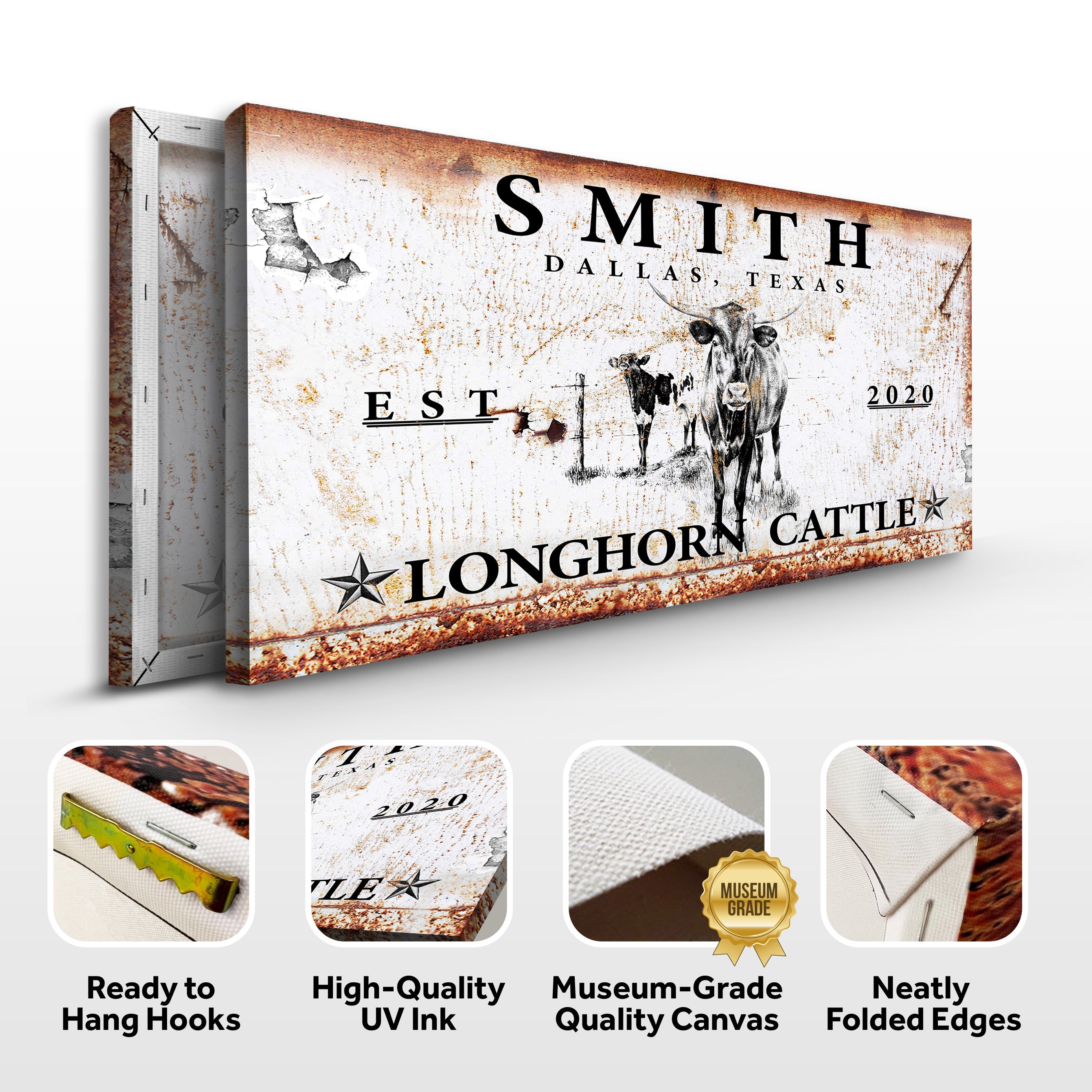 Longhorn Rustic Cattle Sign II on sale at MyriadMart