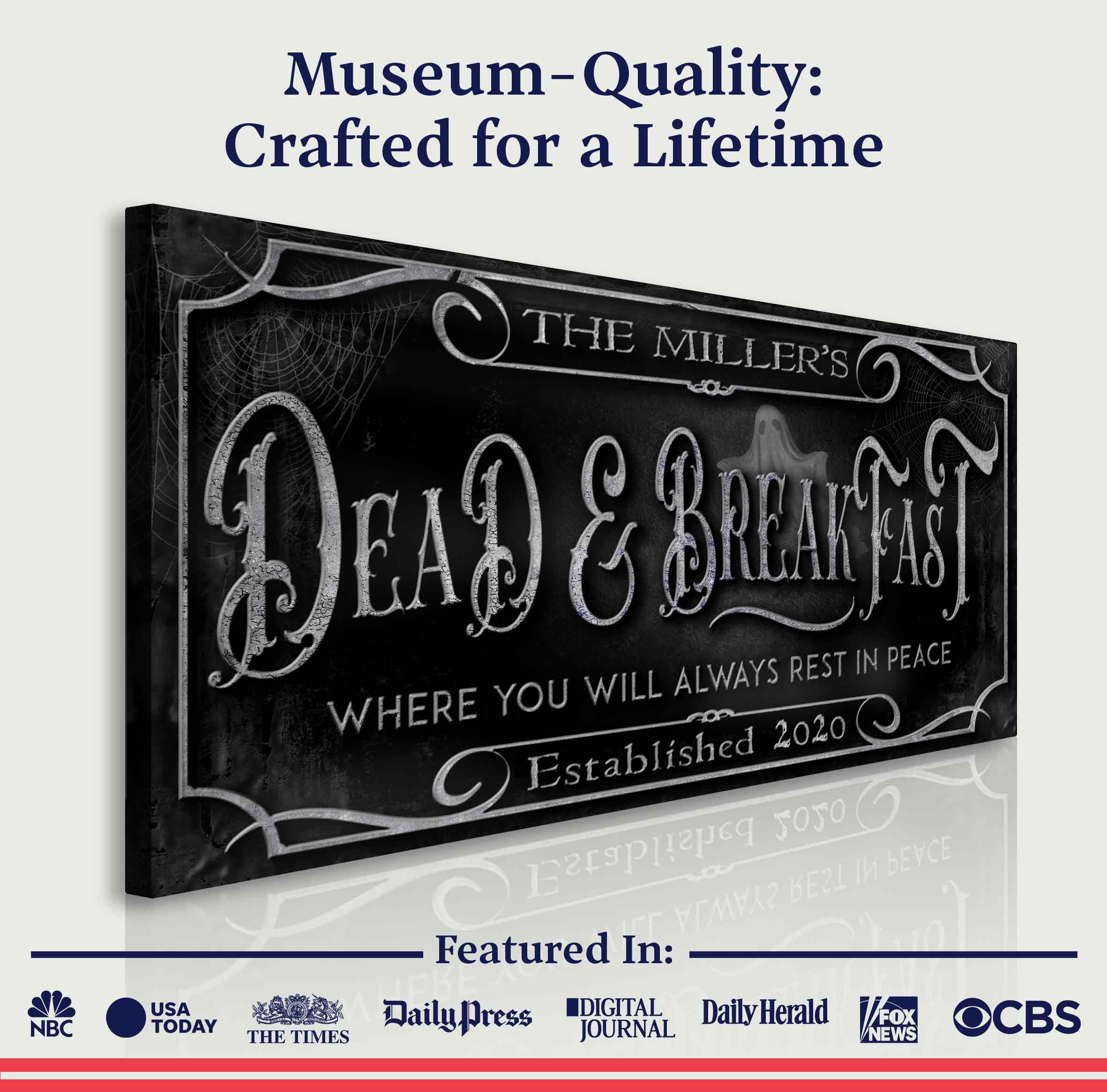 Personalized Dead & Breakfast Sign on sale at MyriadMart