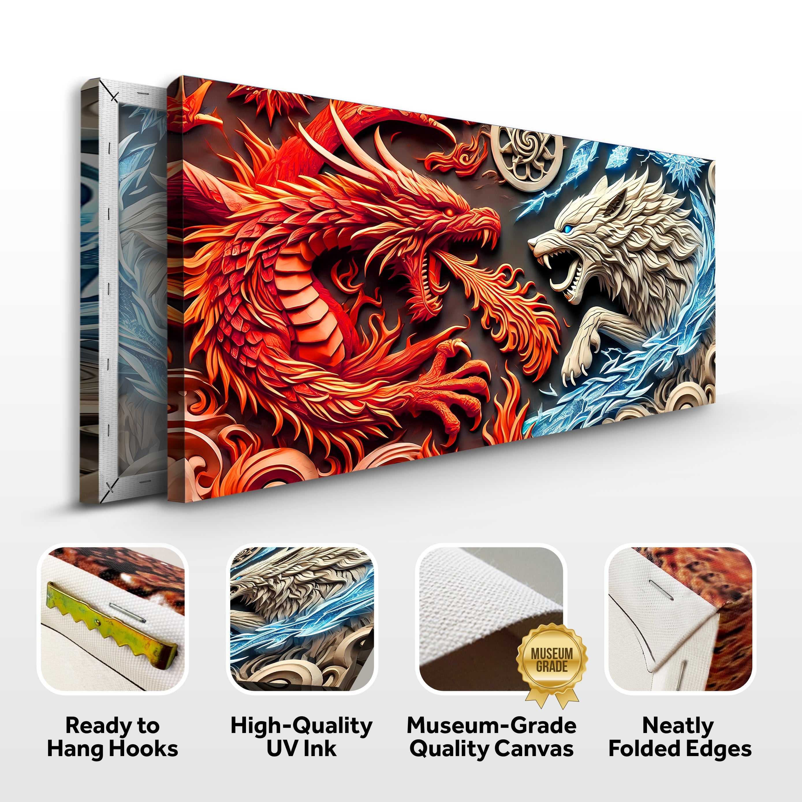 3D Dragon and Wolf Wall Art V on sale at MyriadMart