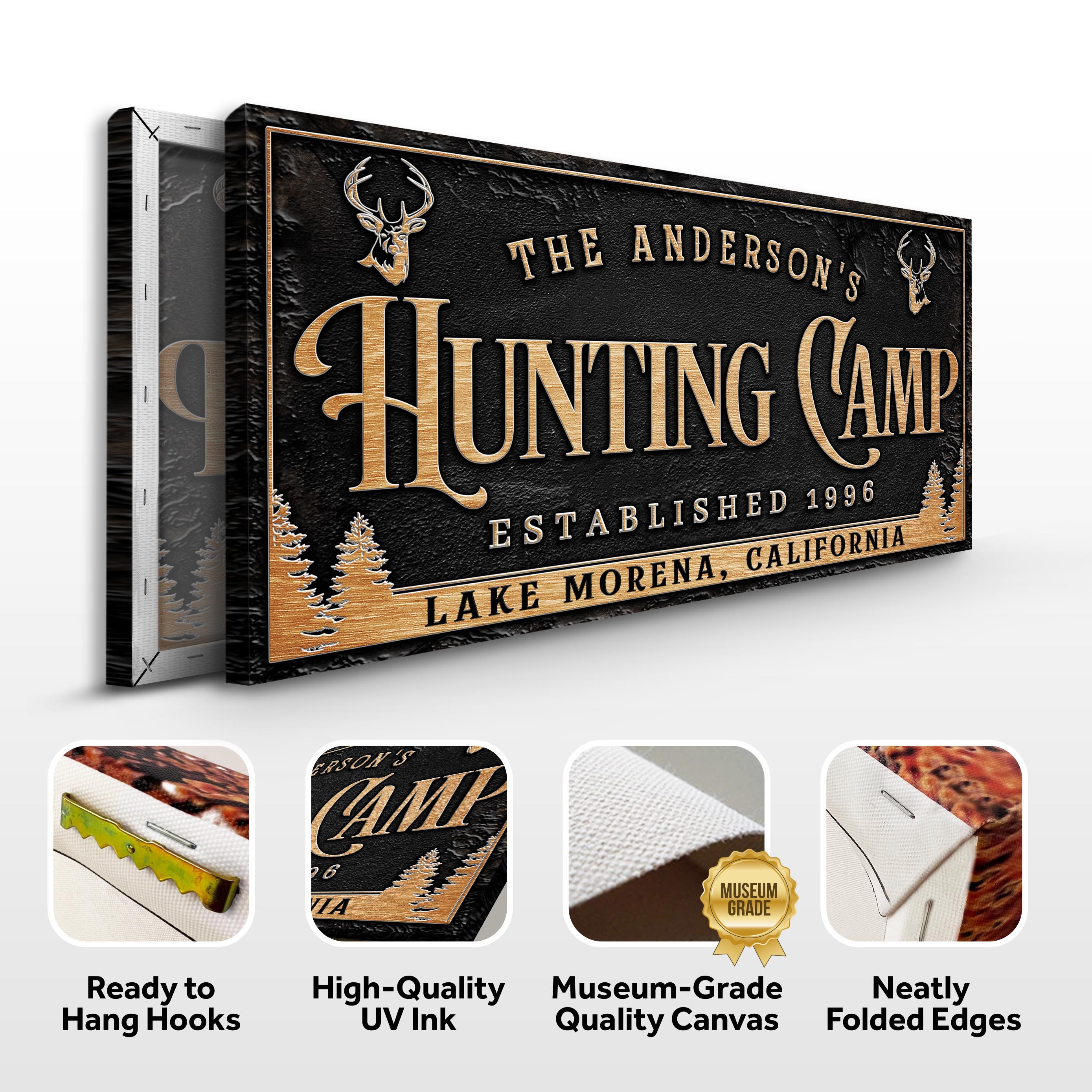 Personalized Family Hunting Camp Sign on sale at MyriadMart