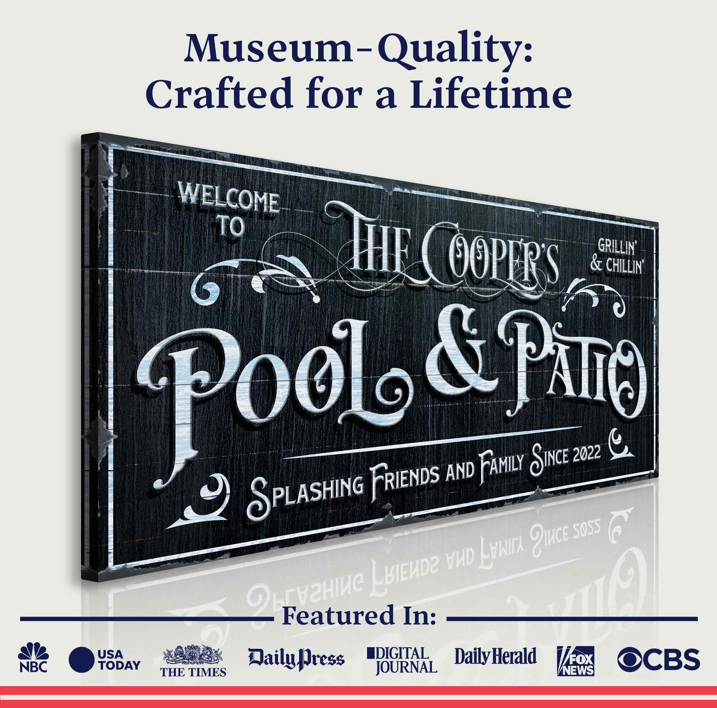 Personalized Pool Sign Black and White on sale at MyriadMart