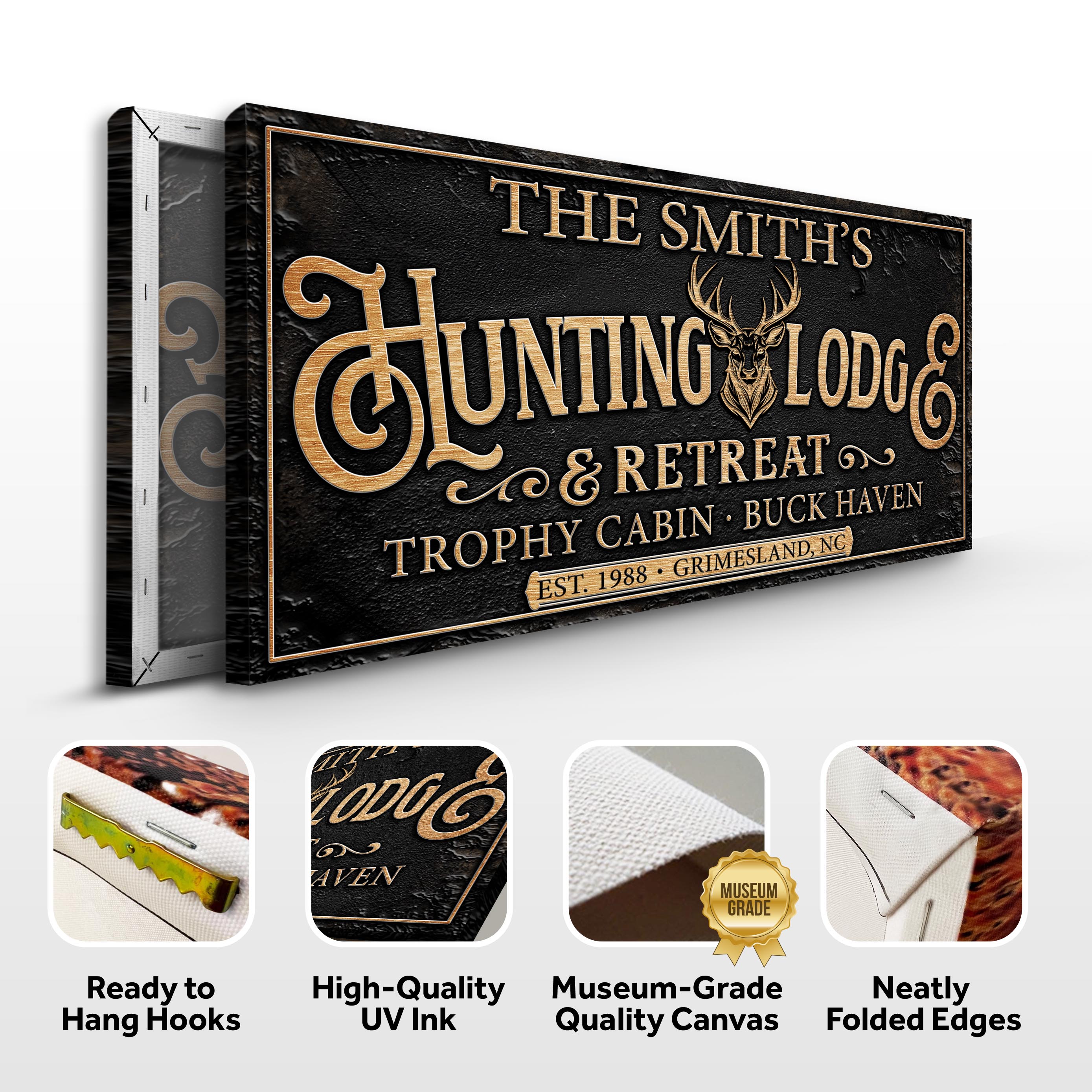 Family Hunting Lodge Retreat Sign on sale at MyriadMart