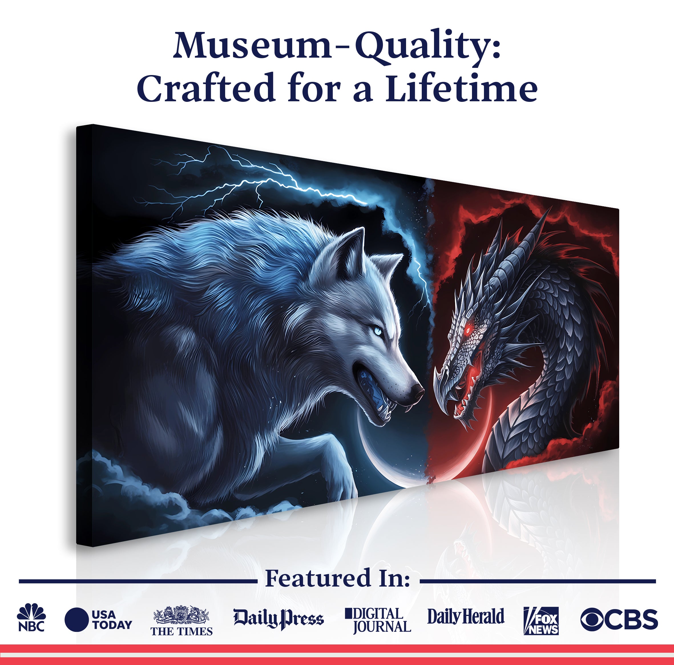 3D Dragon and Wolf Wall Art on sale at MyriadMart
