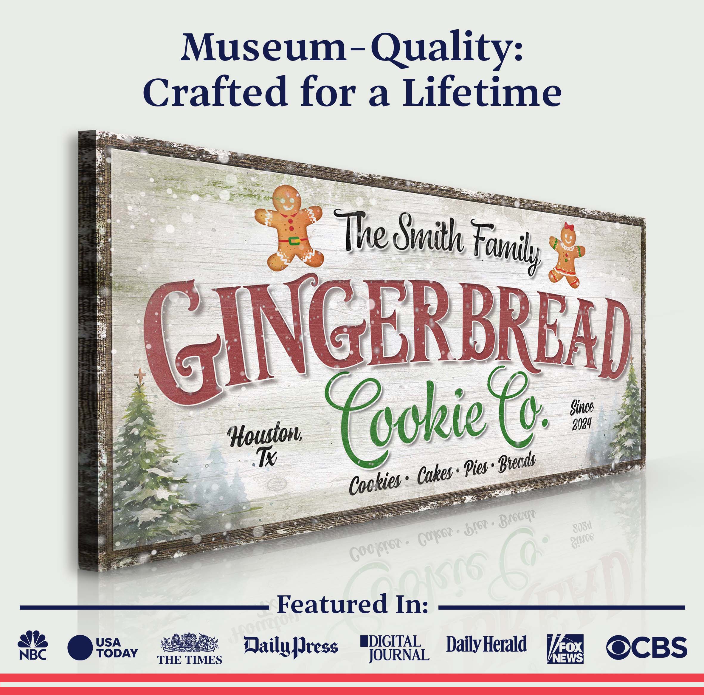Family Gingerbread Bakery Christmas Sign III on sale at MyriadMart