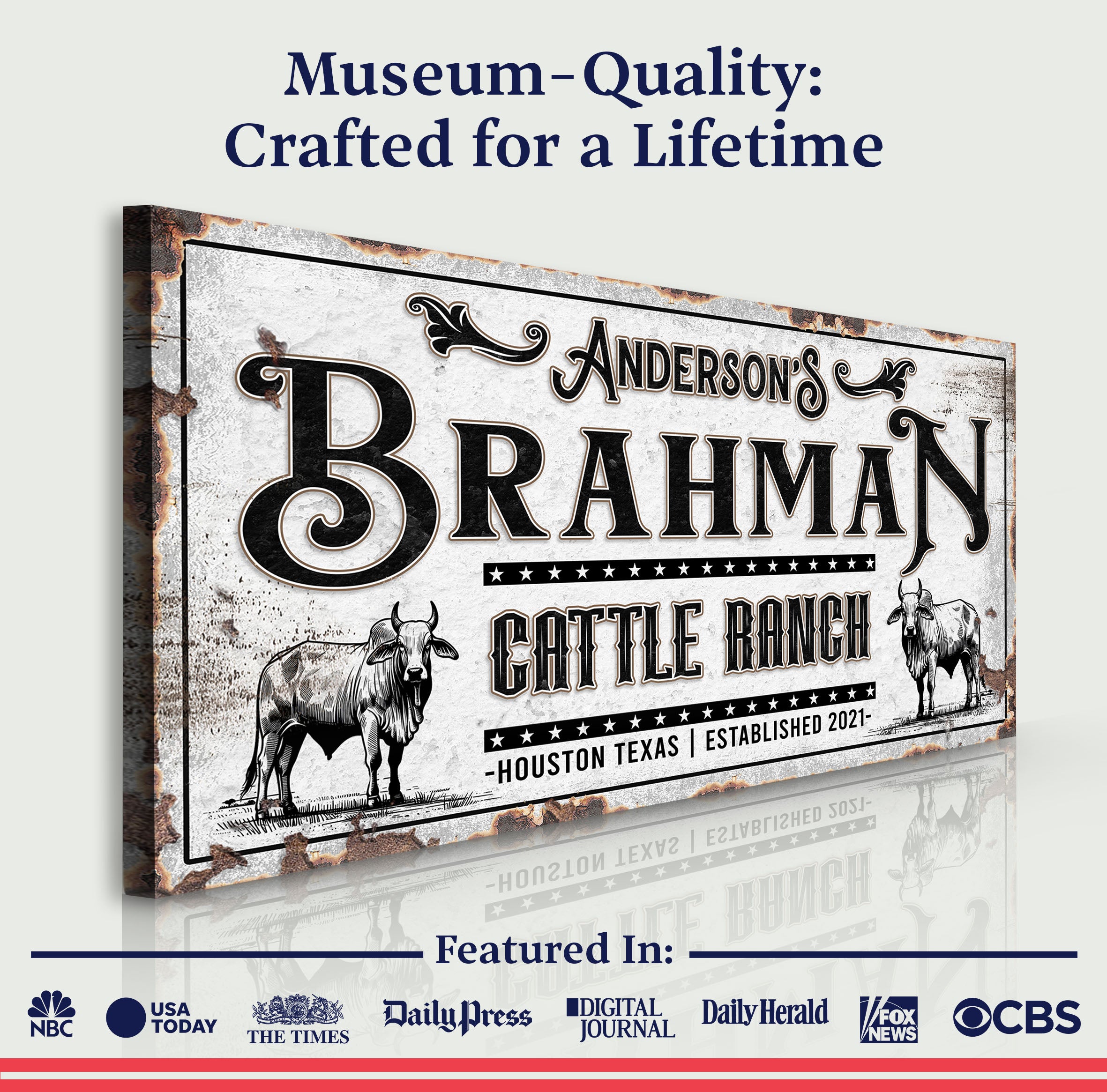 Personalized Brahman Cattle Sign on sale at MyriadMart