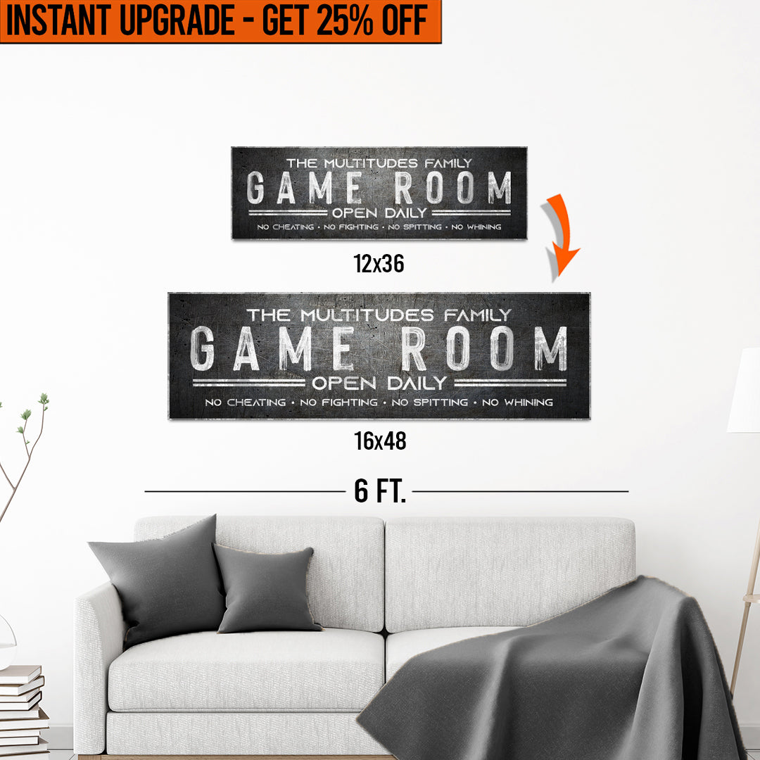 Upgrade Your 12x36 Inches Style 3 'Family Game Room' Canvas To 16x48 Inches on sale at MyriadMart
