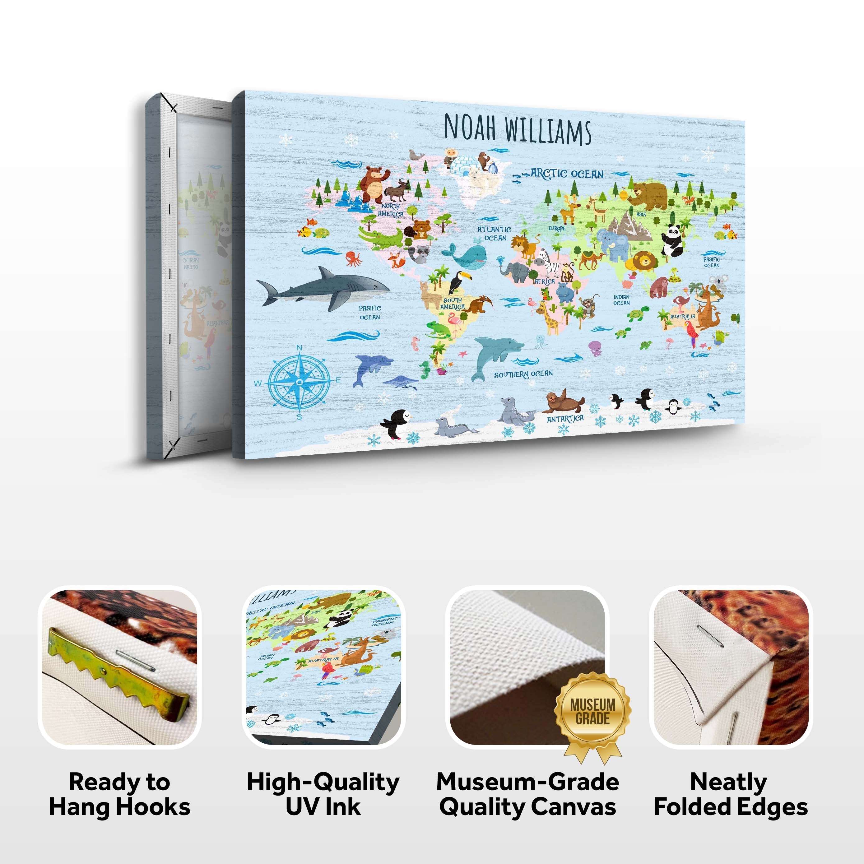 Animals And Countries Map Sign on sale at MyriadMart